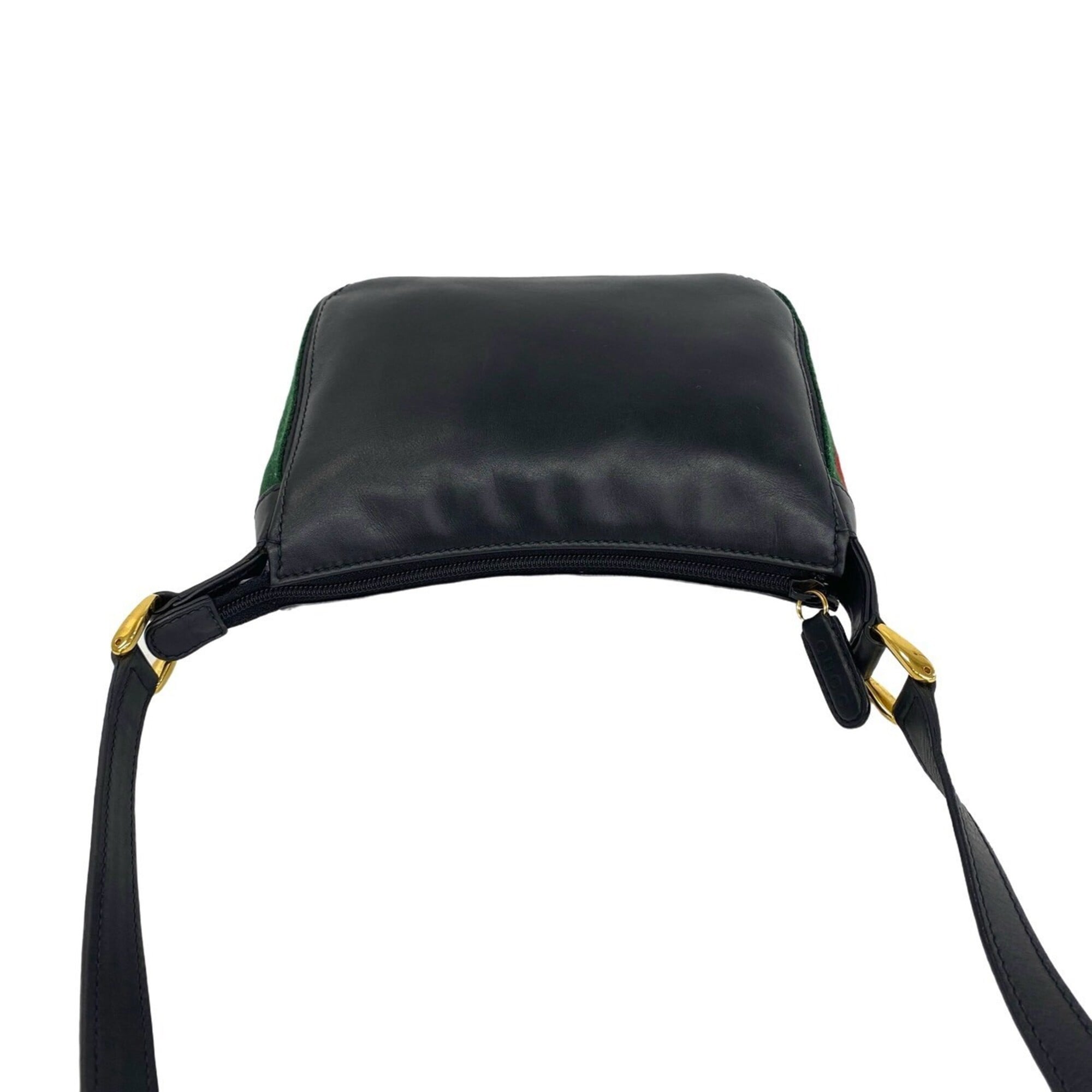 Gucci Black Green Red Color Leather Pochette Shoulder Bag (Pre-Owned)