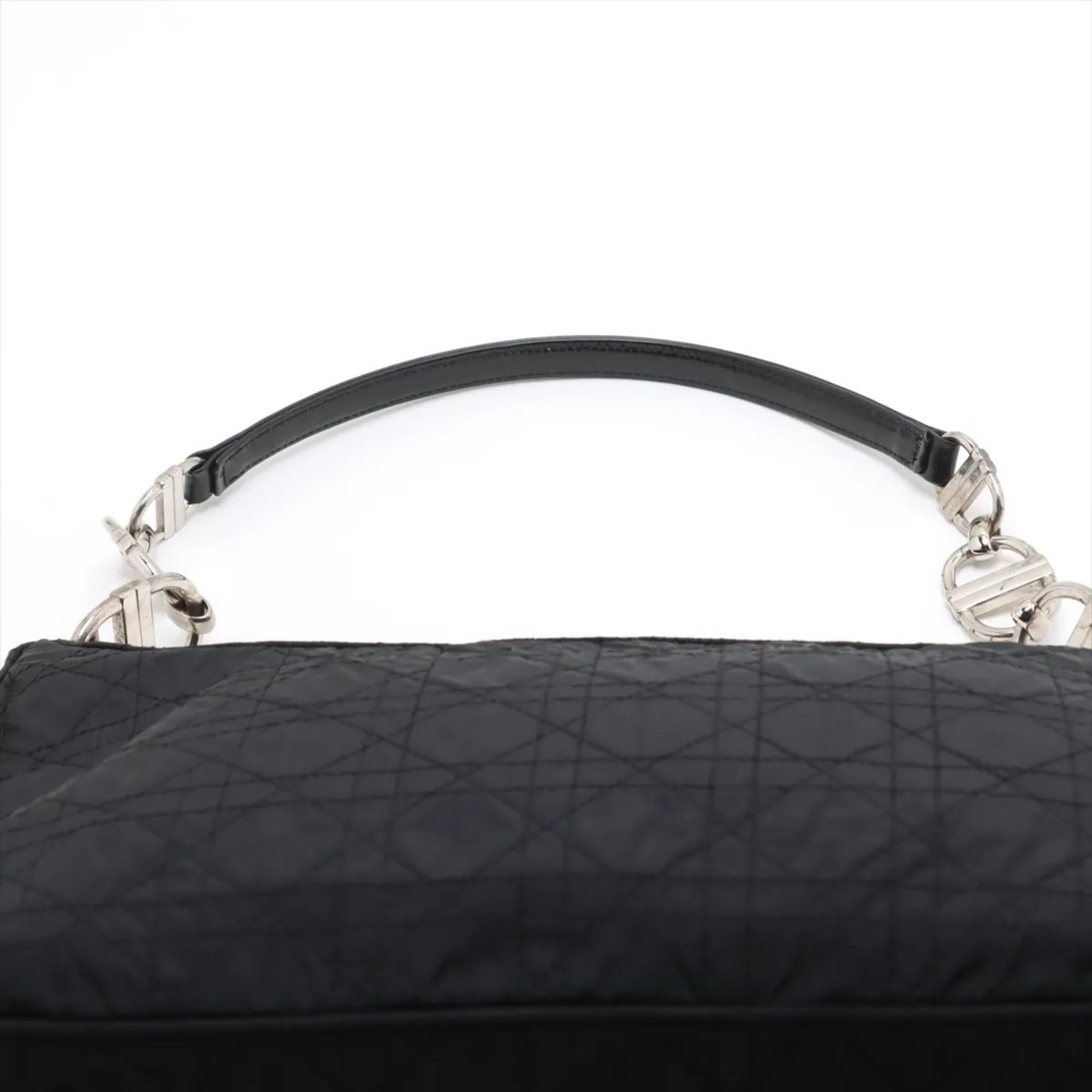 Christian Dior Black Leather Nylon Shoulder Bag Tote Bag (Pre-Owned)
