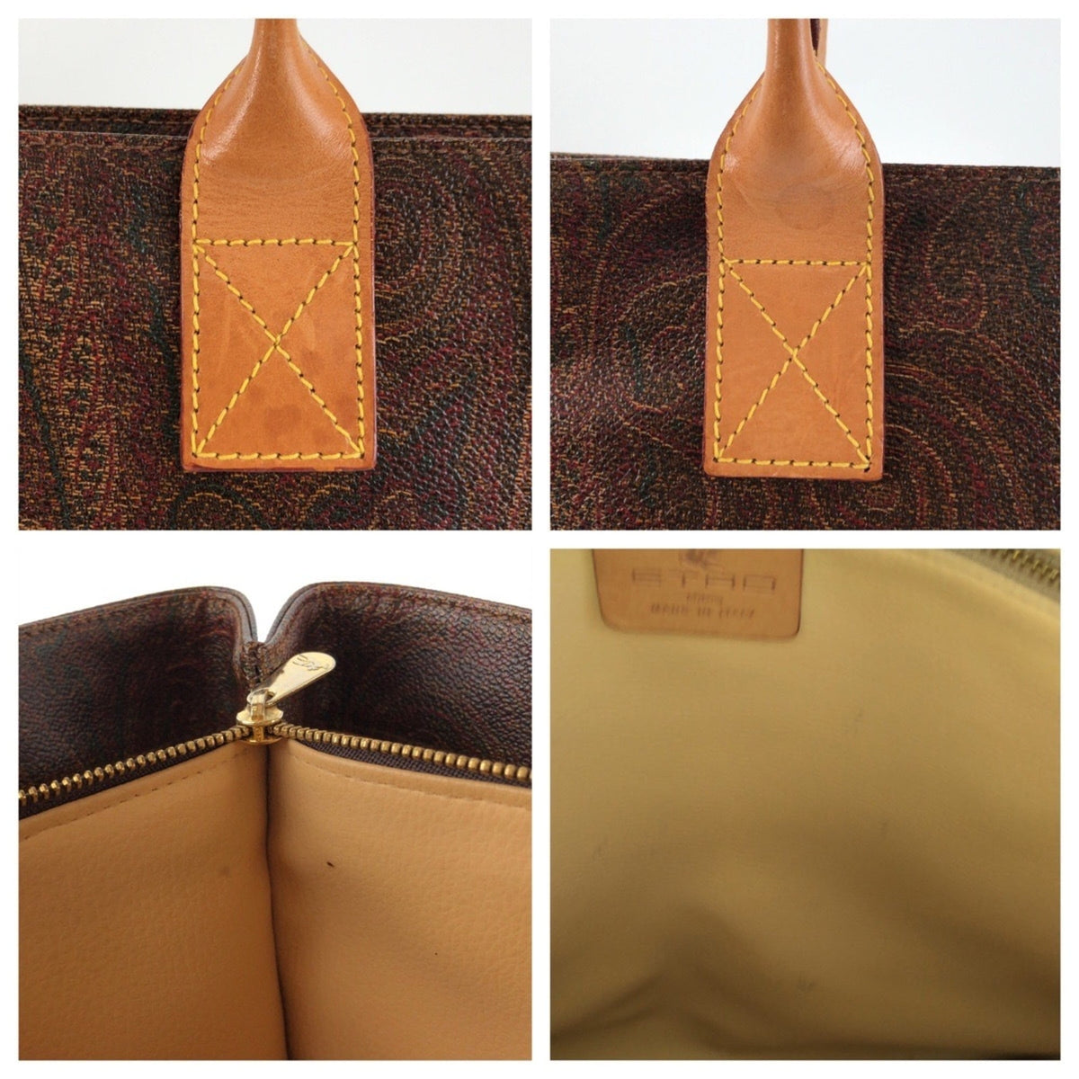 Etro Beige Brown Pvc Leather Shoulder Bag Tote Bag (Pre-Owned)