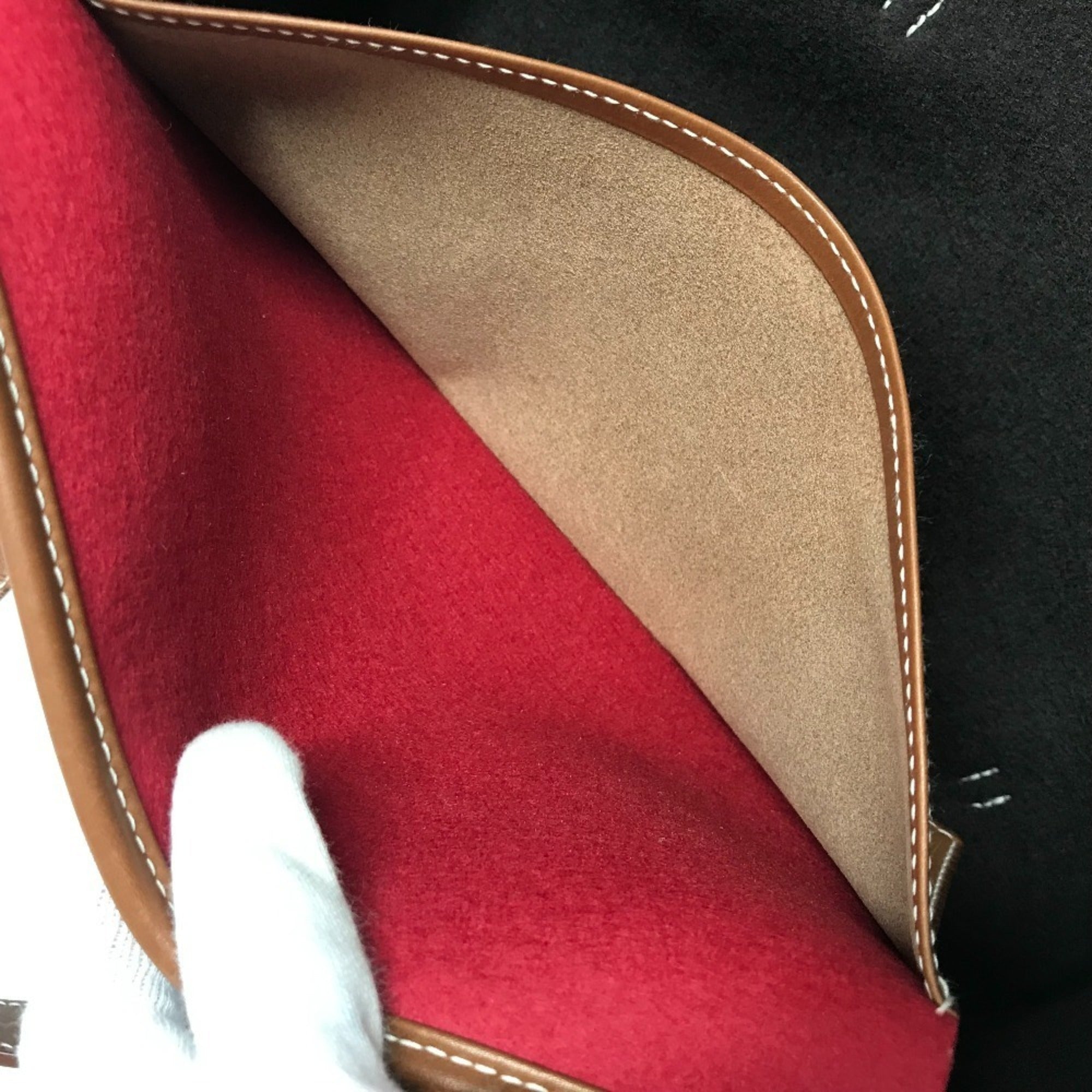 Hermes Brown Red Color Leather Silicone Handbag Tote Bag (Pre-Owned)