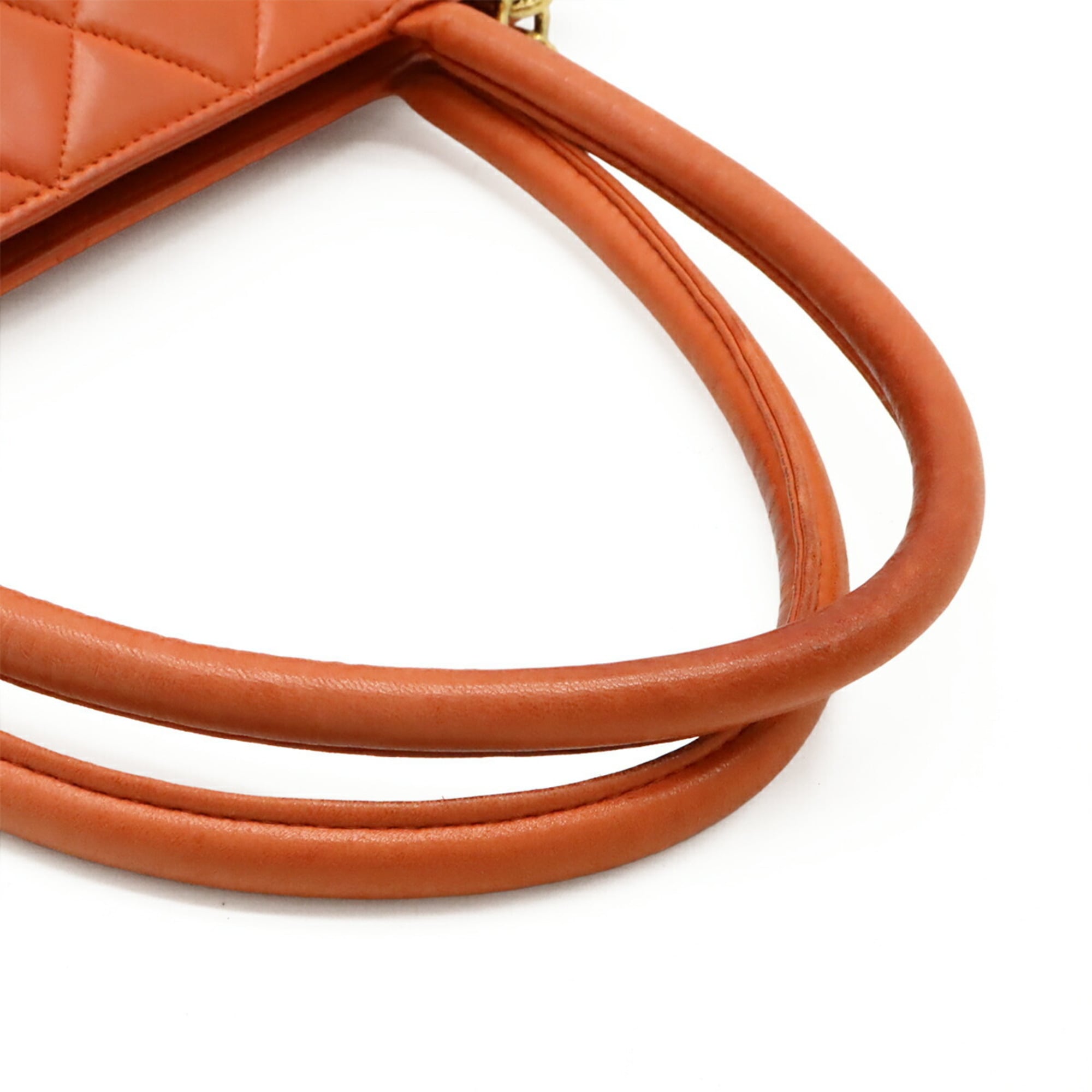 Chanel Matelasse Orange Leather Shoulder Bag Tote Bag (Pre-Owned)