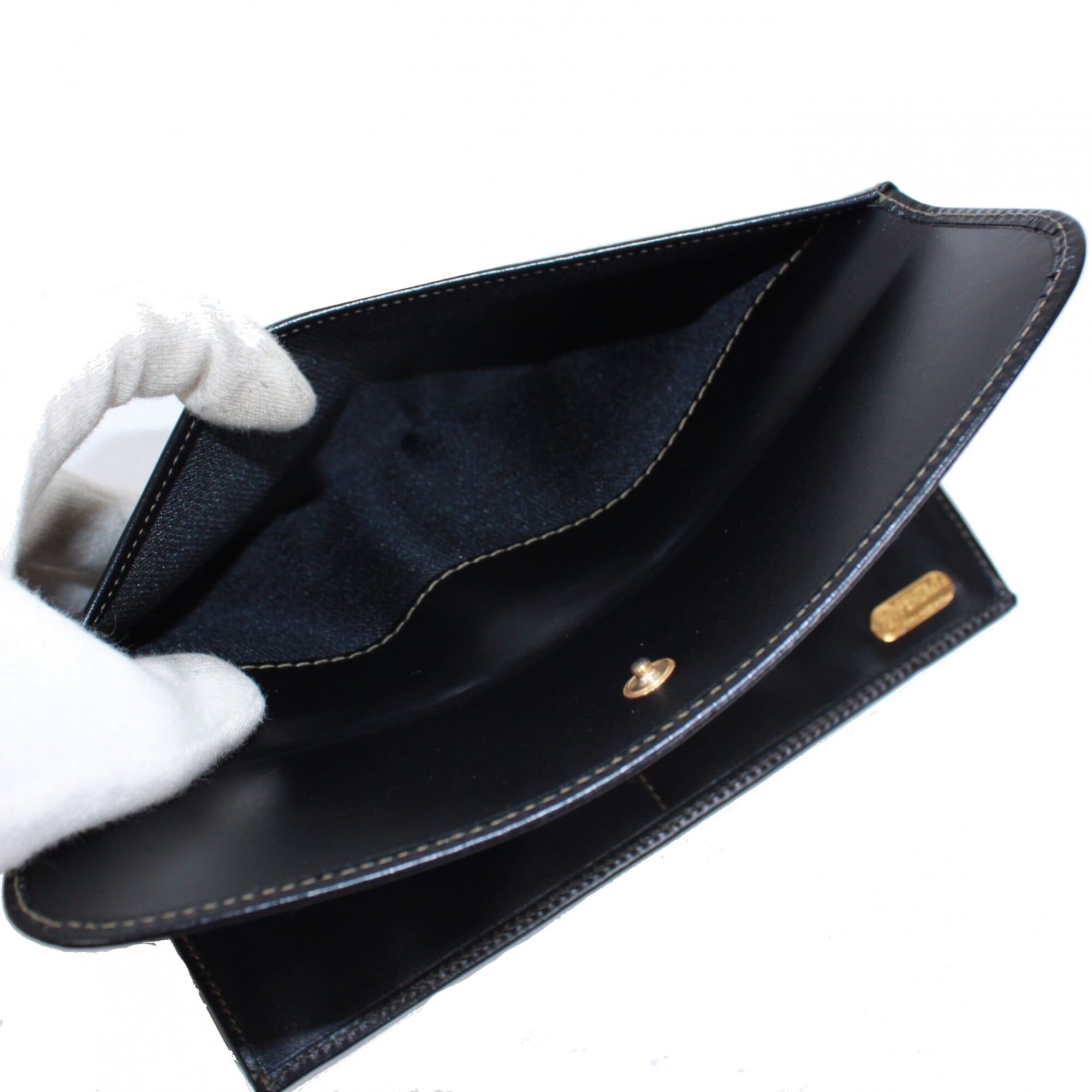 Fendi Black Khaki Pvc Leather Long Wallet (Bi-Fold) (Pre-Owned)