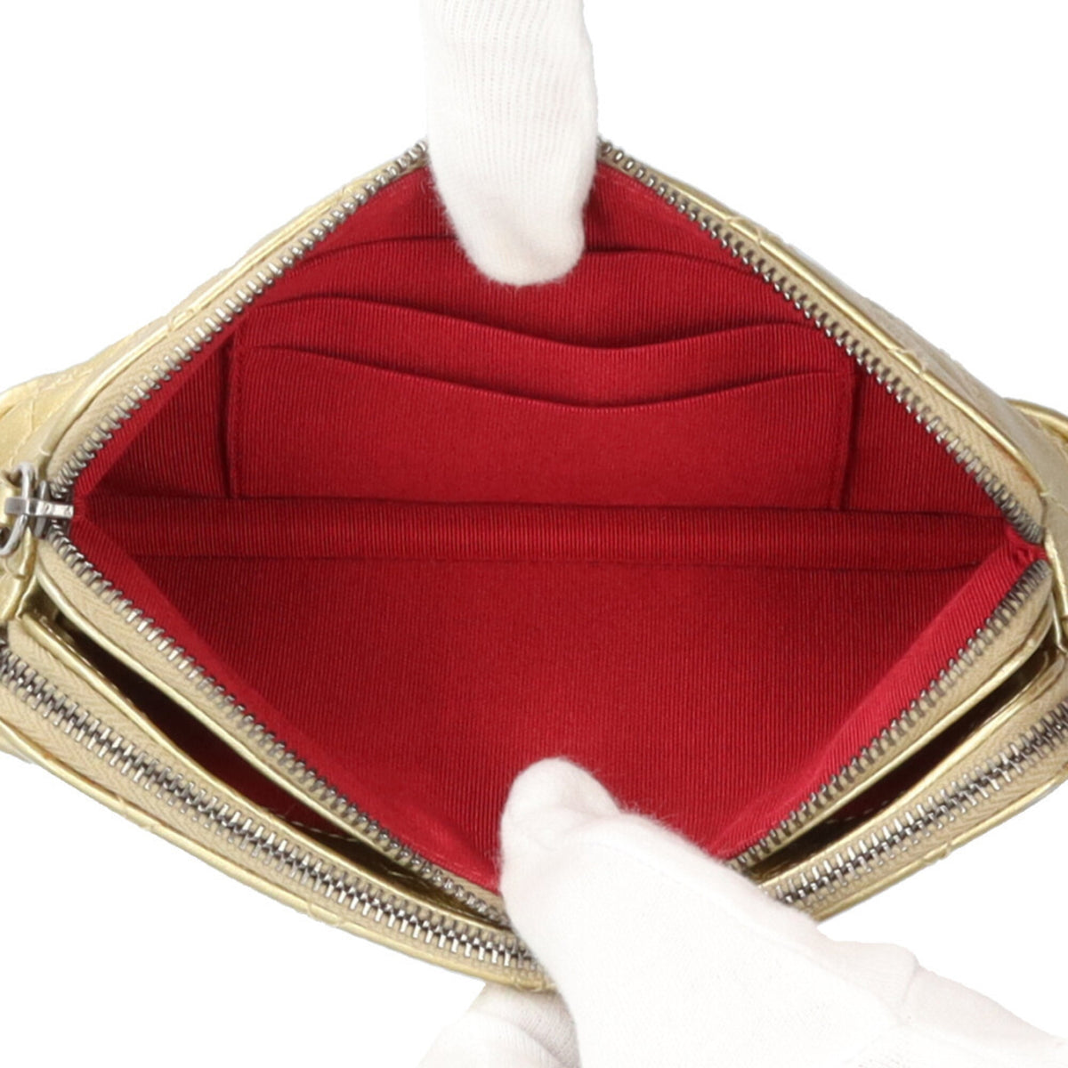 Chanel Gold Leather Chain/Shoulder Wallet (Pre-Owned)