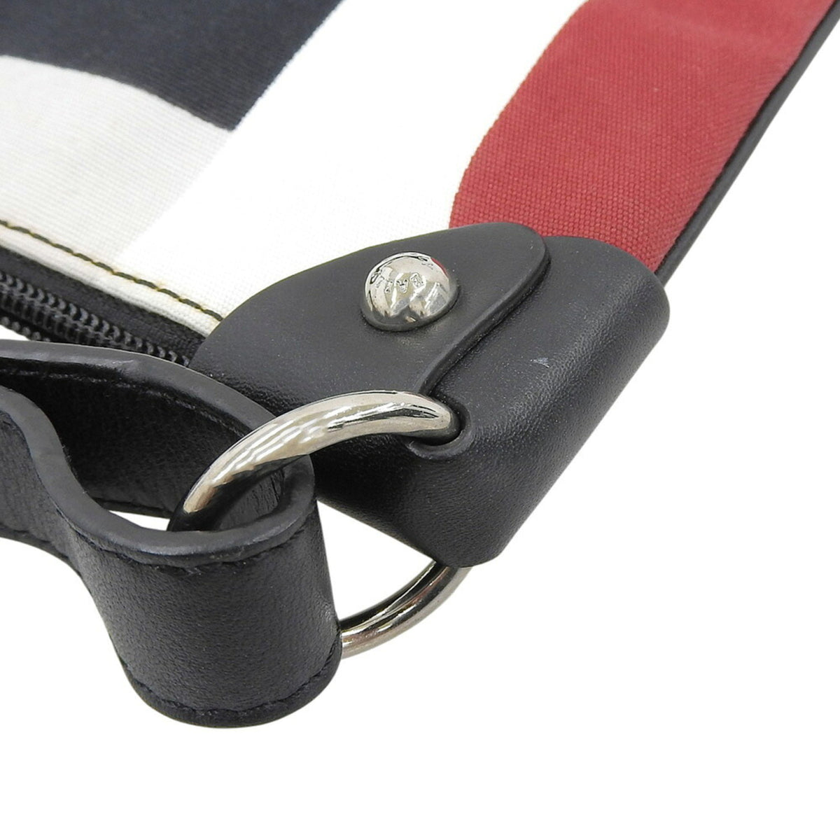 Bally Black Red Color White Canvas Shoulder Bag (Pre-Owned)