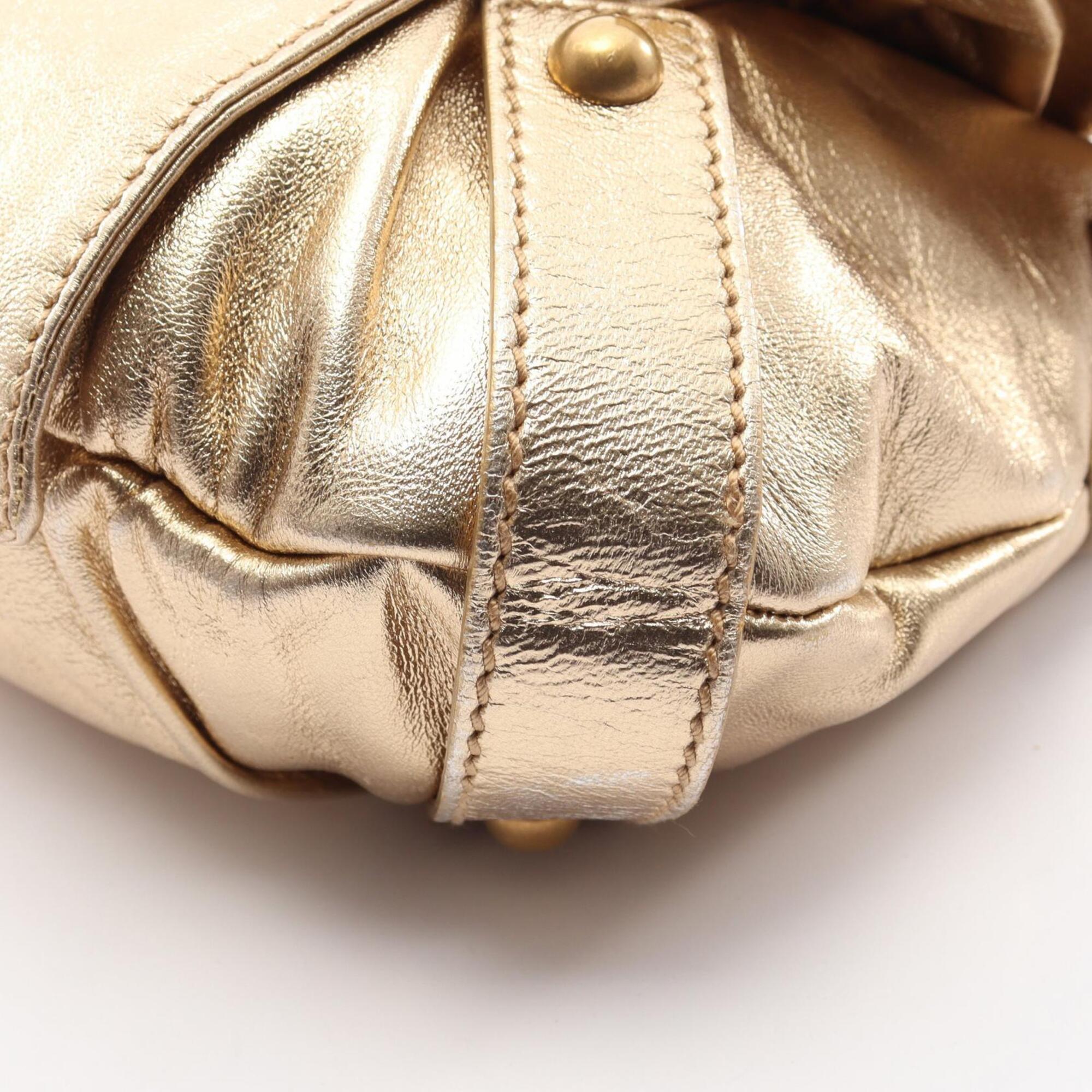 Yves Saint Laurent Gold Leather Handbag Shoulder Bag (Pre-Owned)