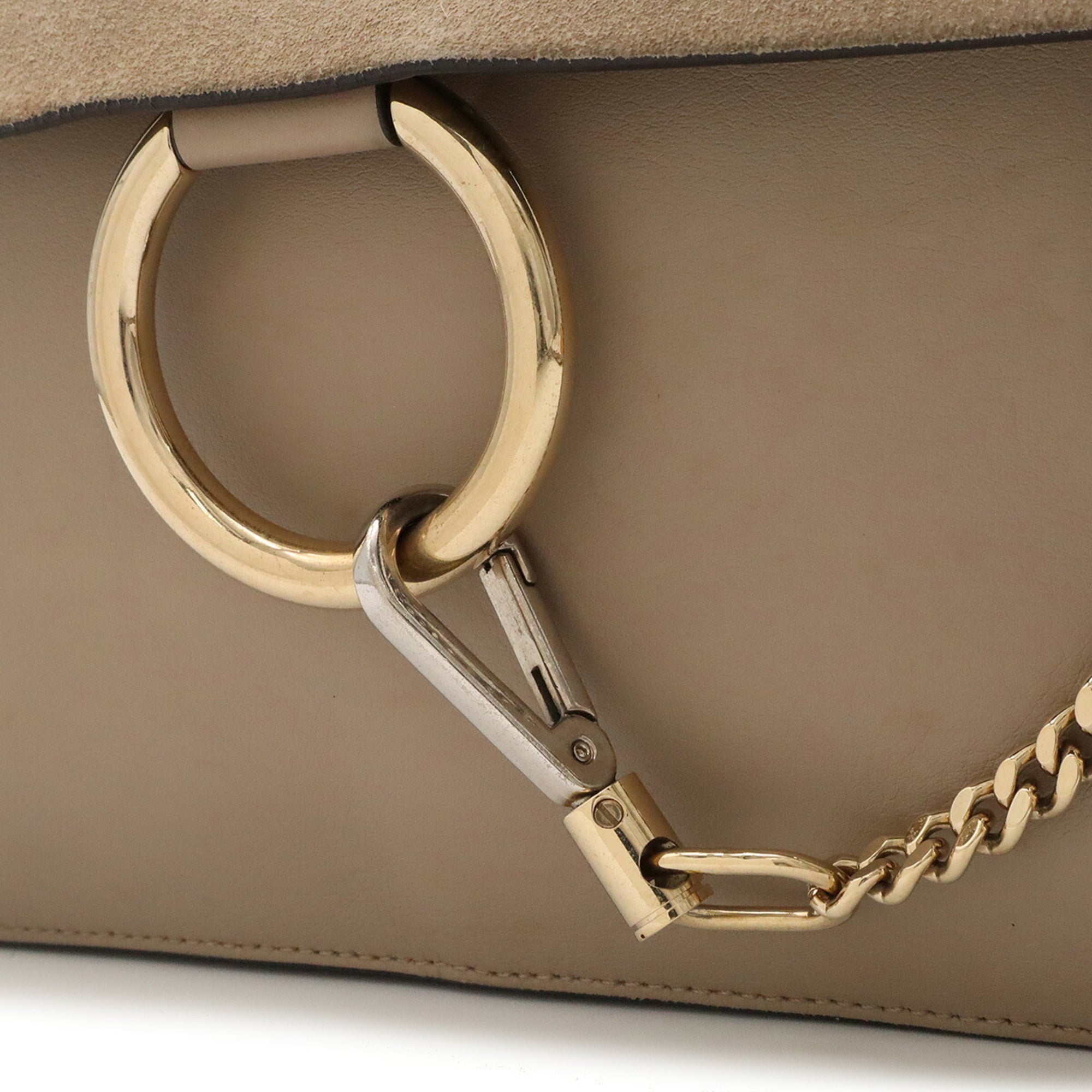 Chloé Grayish Leather Suede Pochette Shoulder Bag (Pre-Owned)