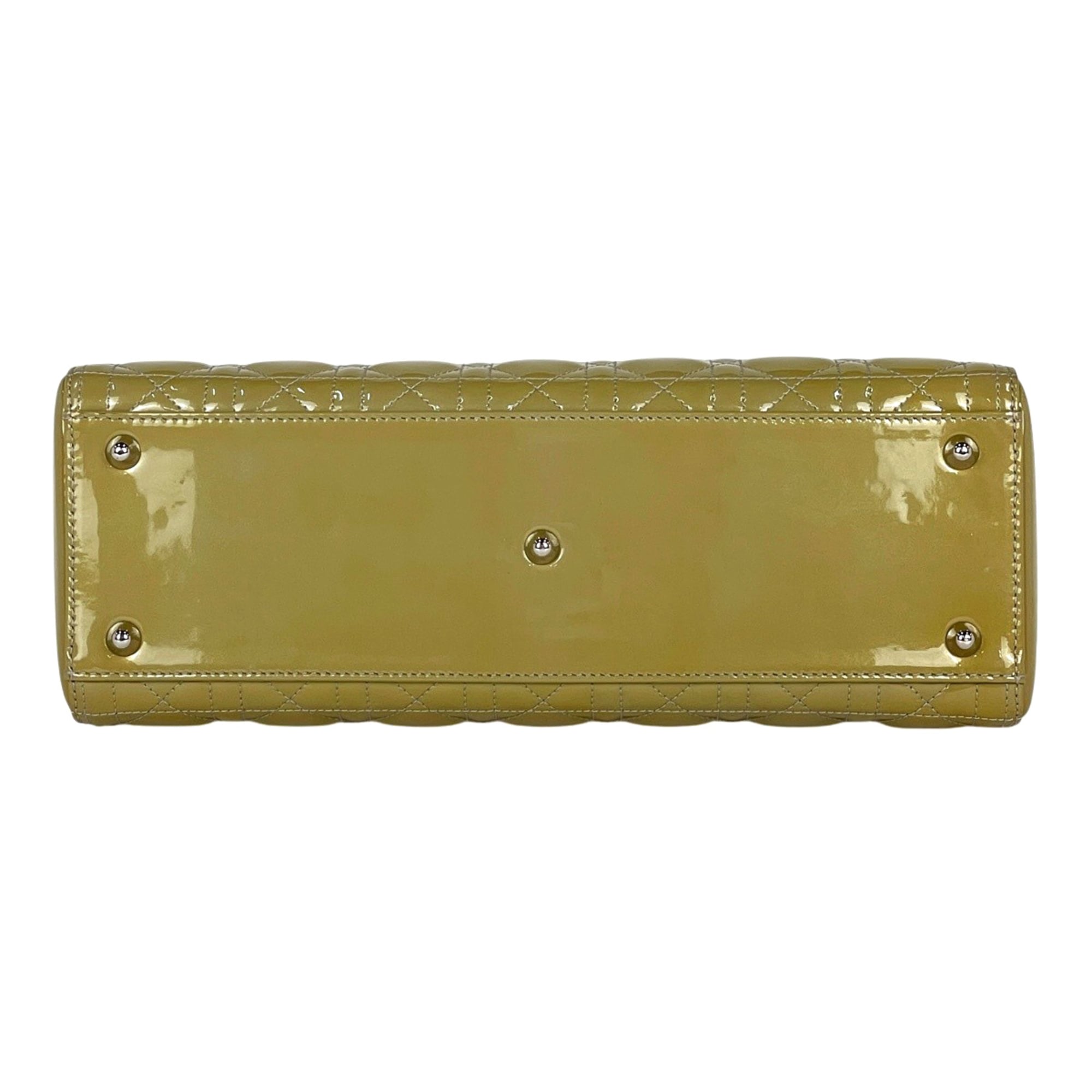 Christian Dior Lady Dior Yellow Patent Leather Handbag (Pre-Owned)
