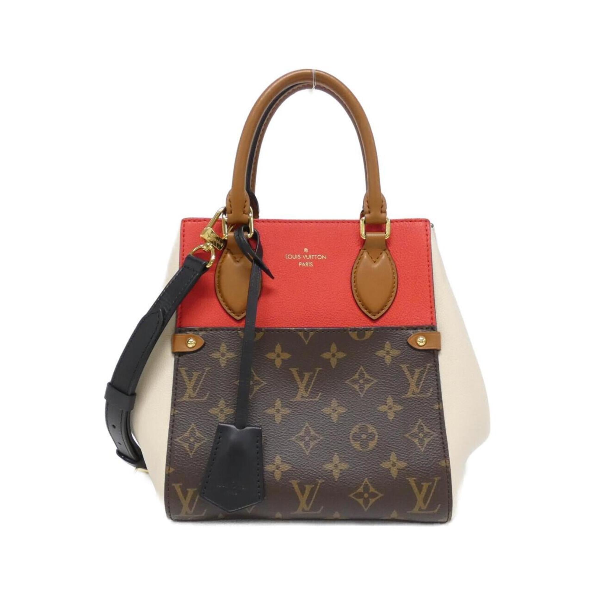 Louis Vuitton Monogram Black Cerise Cream Coated Canvas Leather Handbag (Pre-Owned)