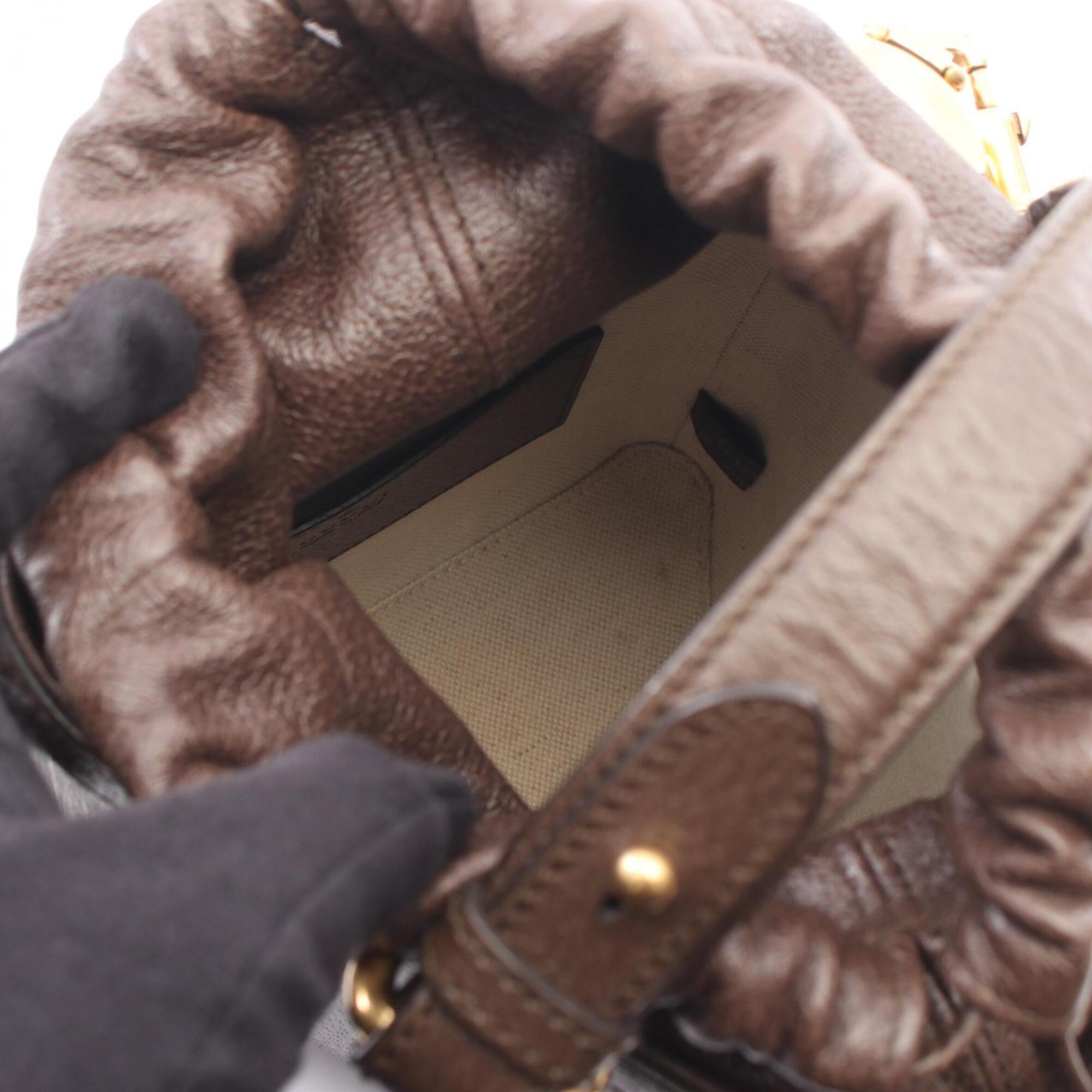 Gucci Beige Brown Gg Supreme Leather Handbag (Pre-Owned)