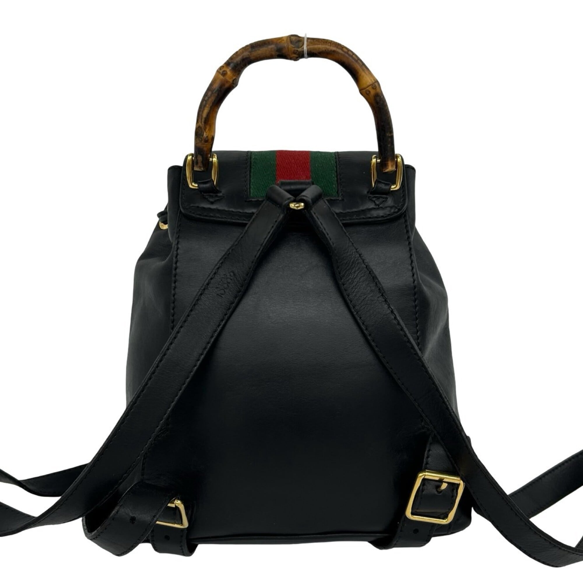 Gucci Black Green Red Color Leather Backpack (Pre-Owned)