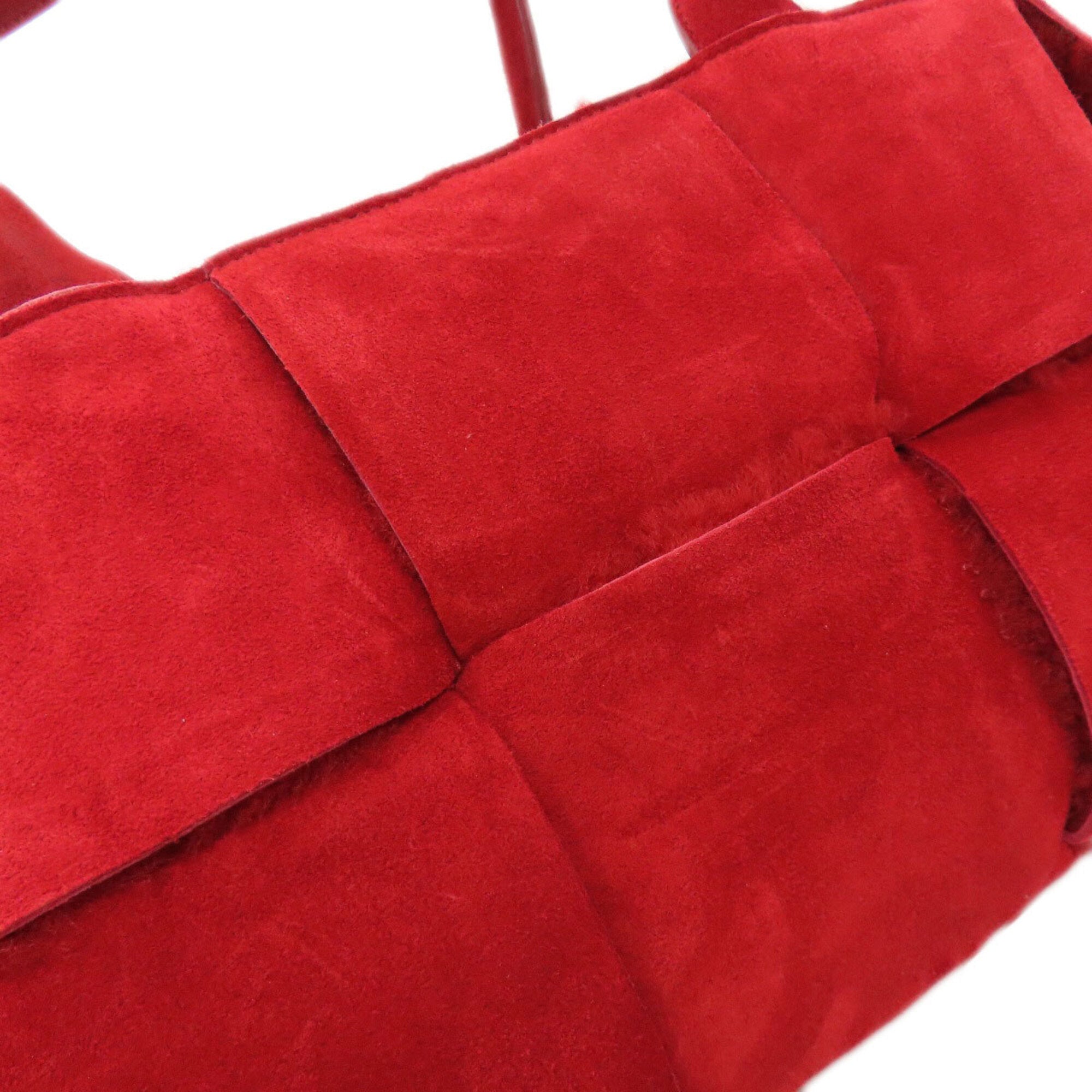 Bottega Veneta Red Color Suede Handbag (Pre-Owned)