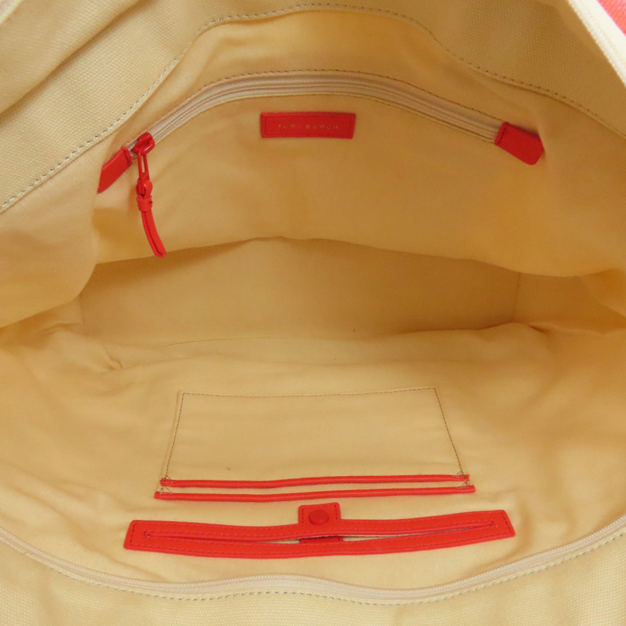 Tory Burch Cream Canvas Tote Bag (Pre-Owned)