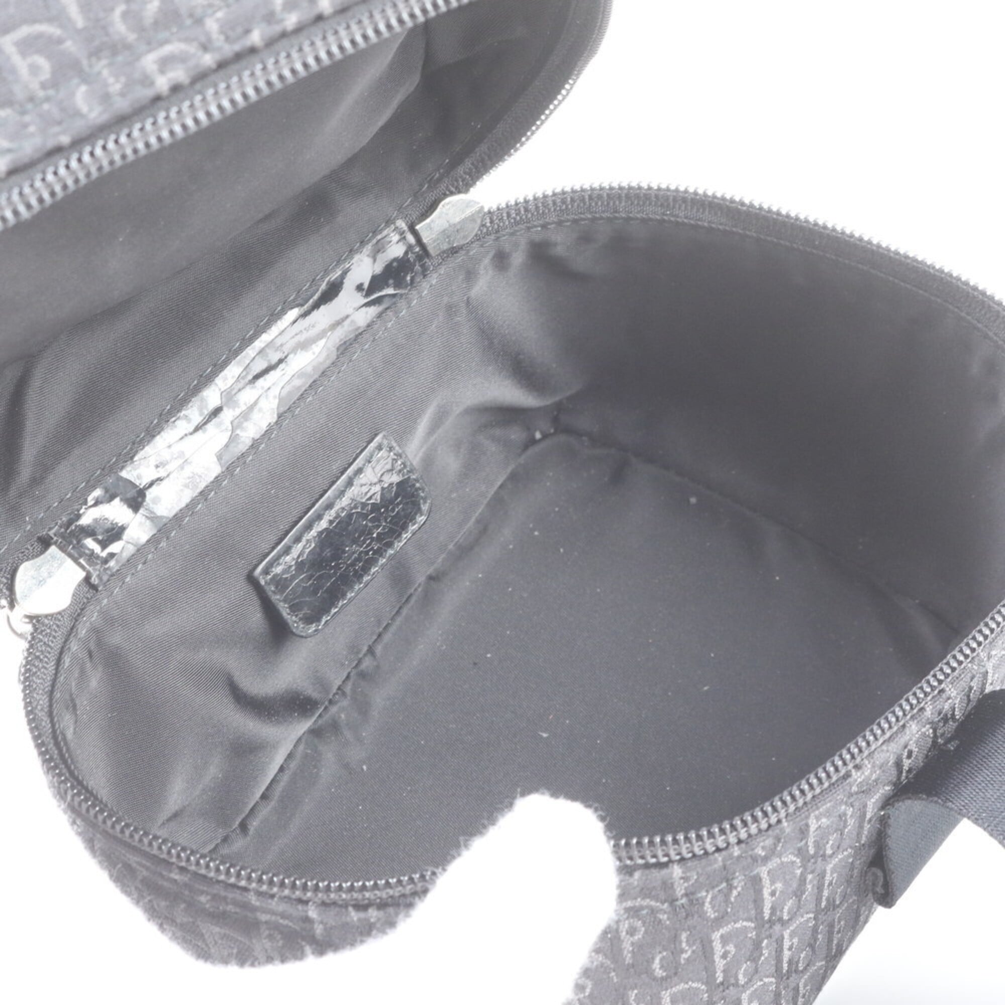 Christian Dior Black Leather Canvas Handbag Tote Bag (Pre-Owned)