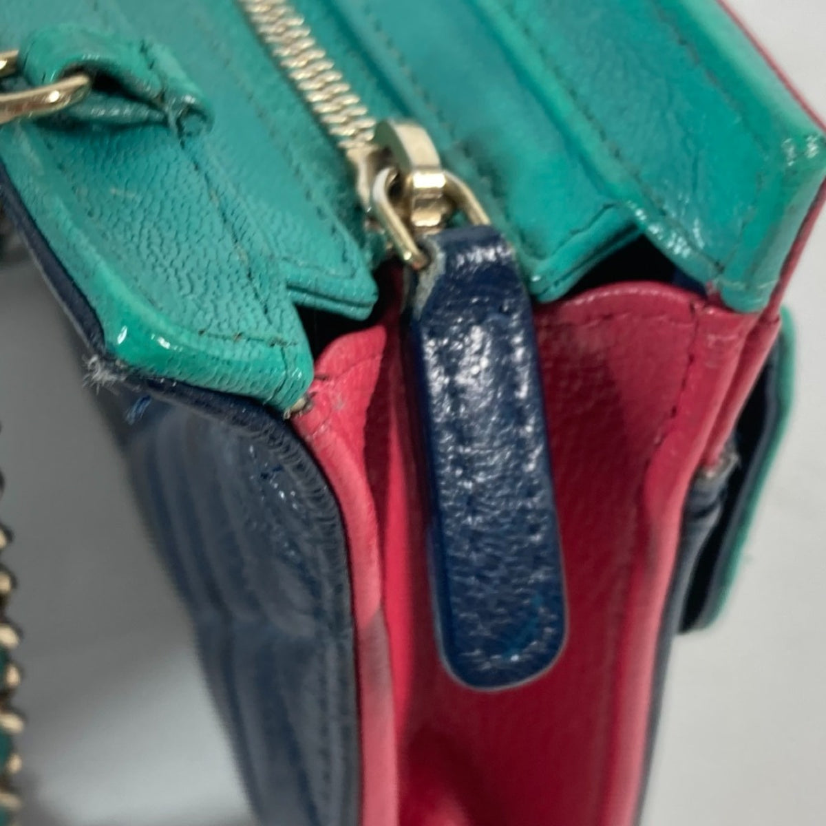 Chanel Navy Pink Grained Calfskin Pochette Shoulder Bag (Pre-Owned)