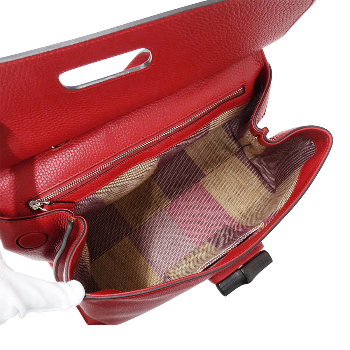Gucci Bamboo Red Color Leather Handbag Shoulder Bag (Pre-Owned)