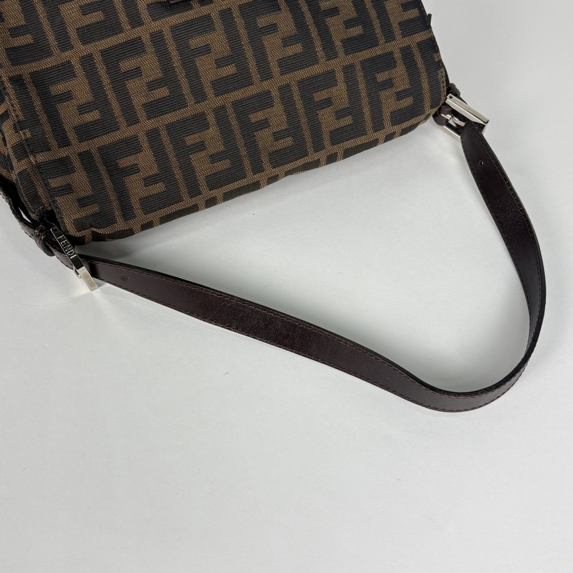 Fendi Brown Canvas Leather Shoulder Bag (Pre-Owned)