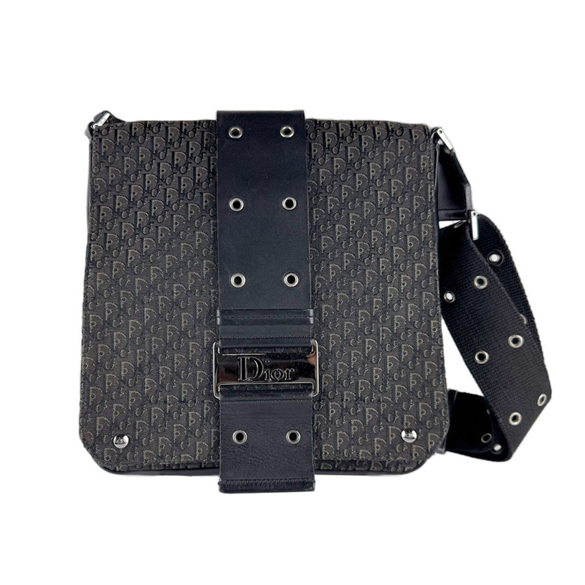 Christian Dior Black Canvas Leather Shoulder Bag (Pre-Owned)