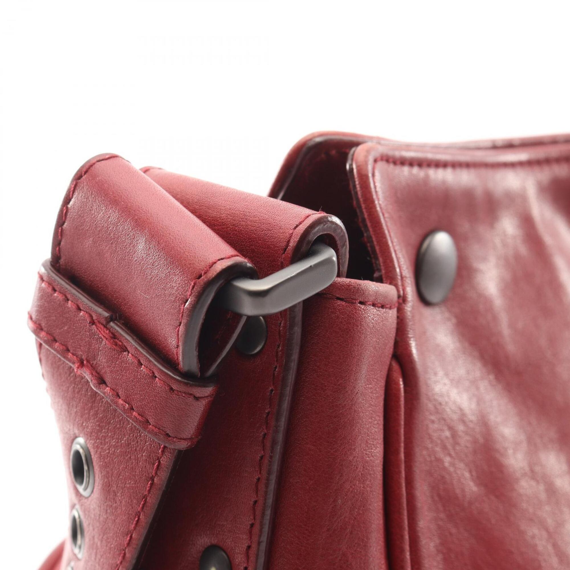 Bottega Veneta Red Color Leather Handbag Shoulder Bag (Pre-Owned)
