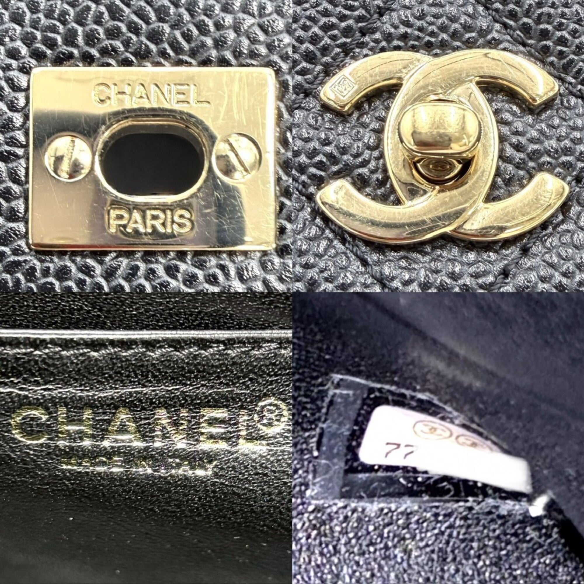 Chanel Black Grained Calfskin Handbag (Pre-Owned)