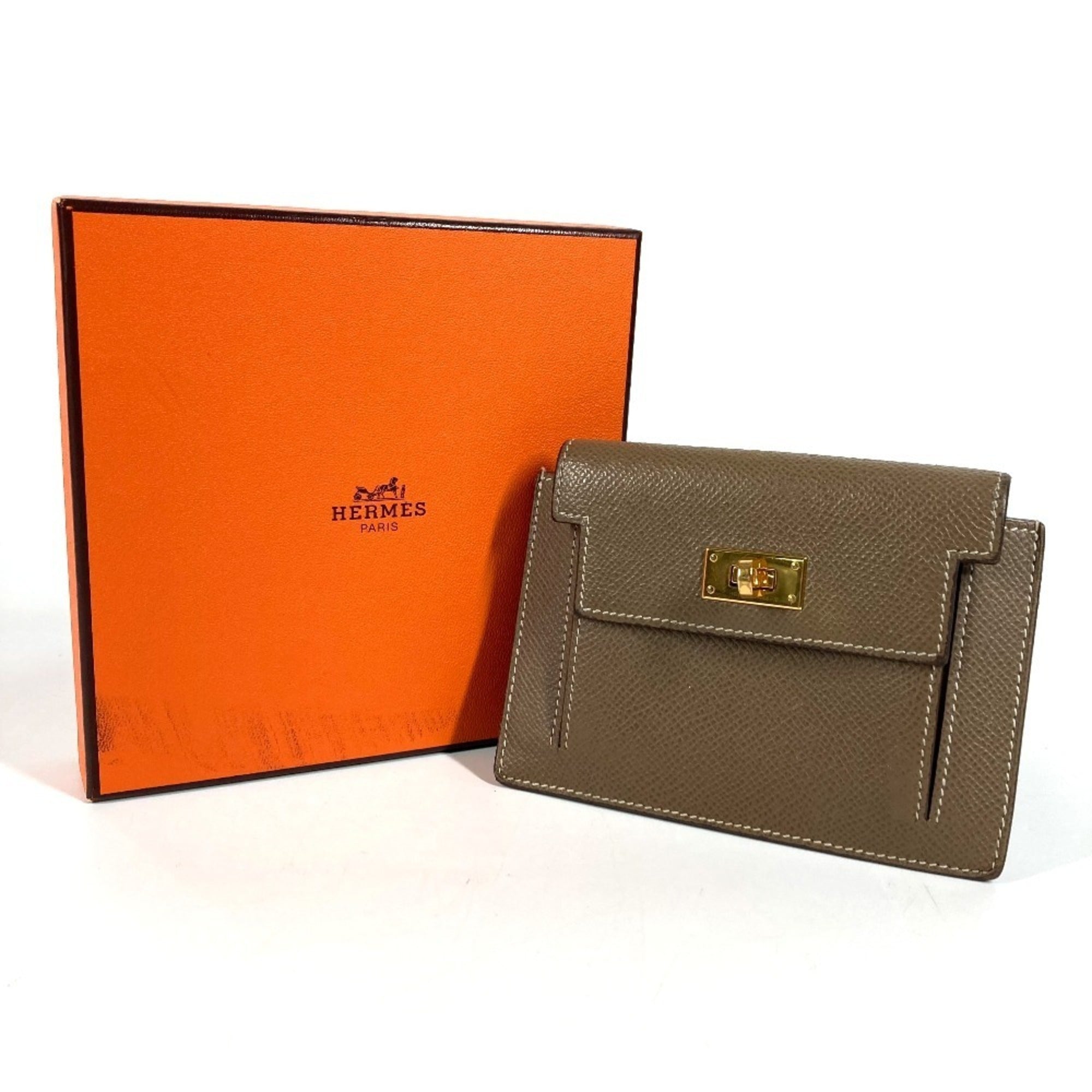 Hermes Etoupe Gray Gray Epsom Leather Coin Purse/Coin Case (Pre-Owned)