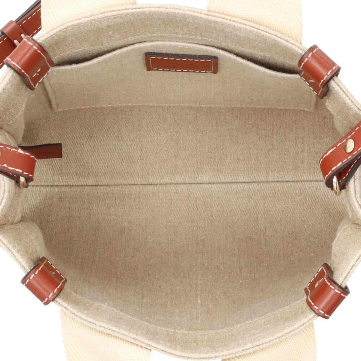 Chloé Beige Brown Linen Leather Shoulder Bag Tote Bag (Pre-Owned)