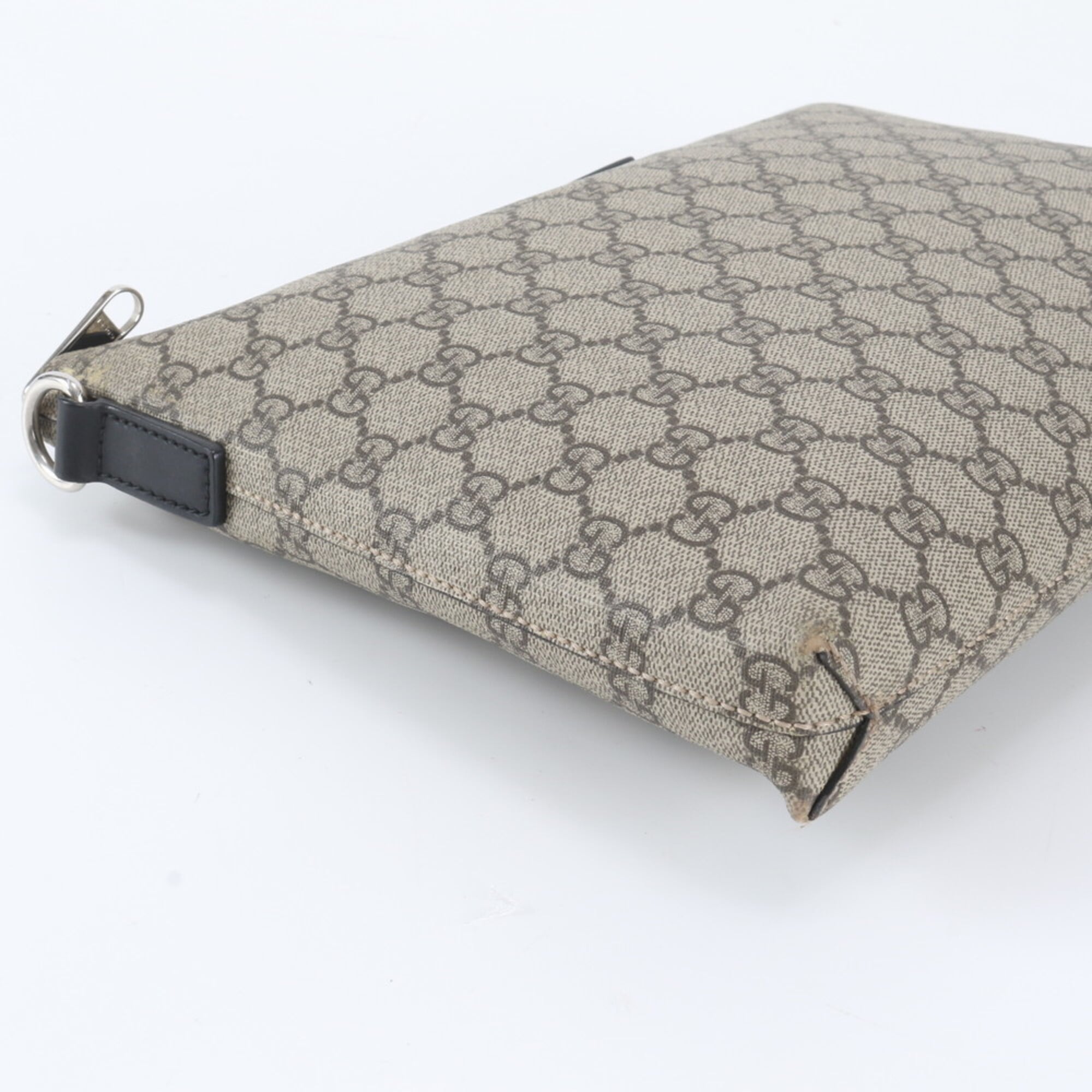 Gucci Brown Leather Coated Canvas Handbag Pouch (Pre-Owned)