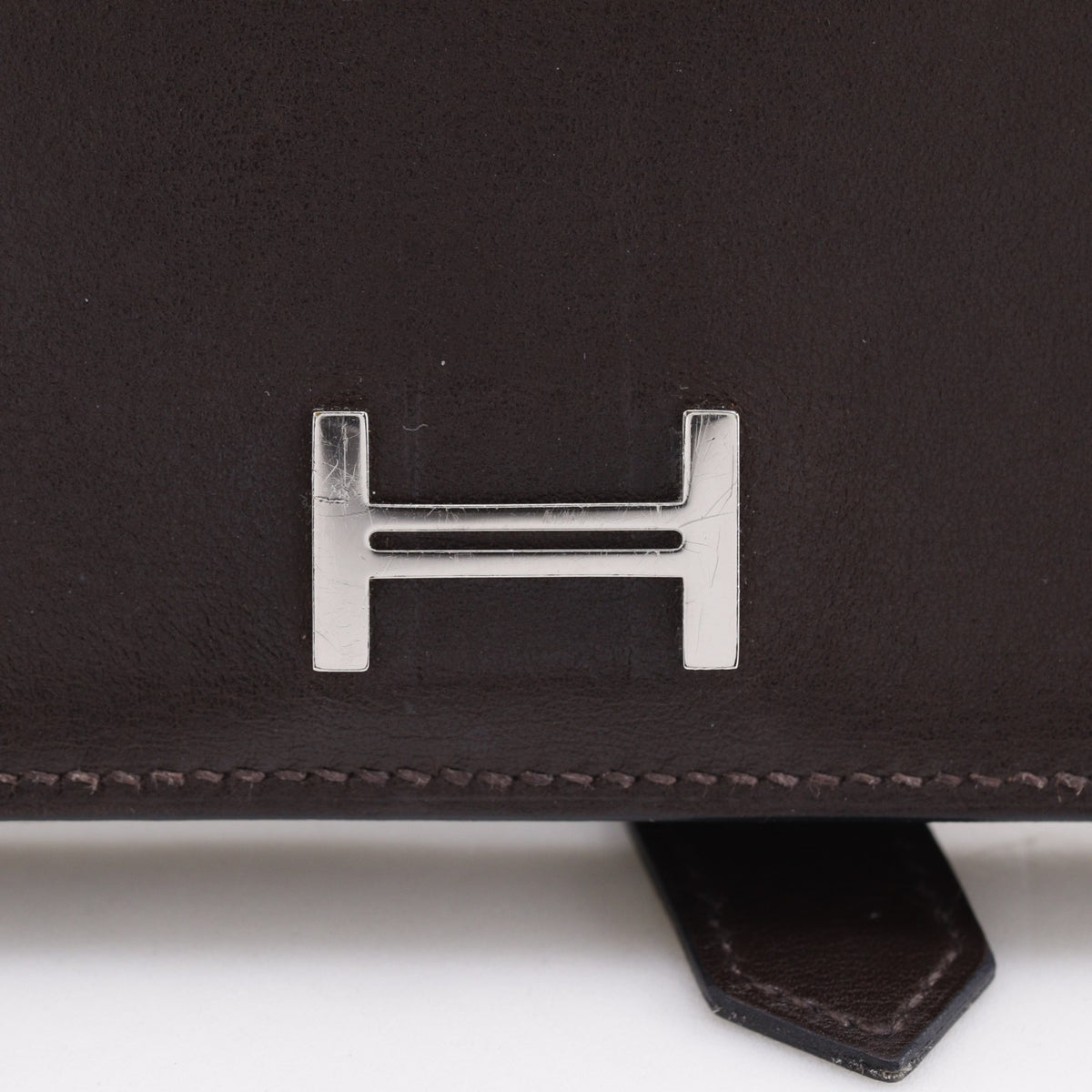 Hermes Brown Box Calf Leather Long Wallet (Bi-Fold) (Pre-Owned)