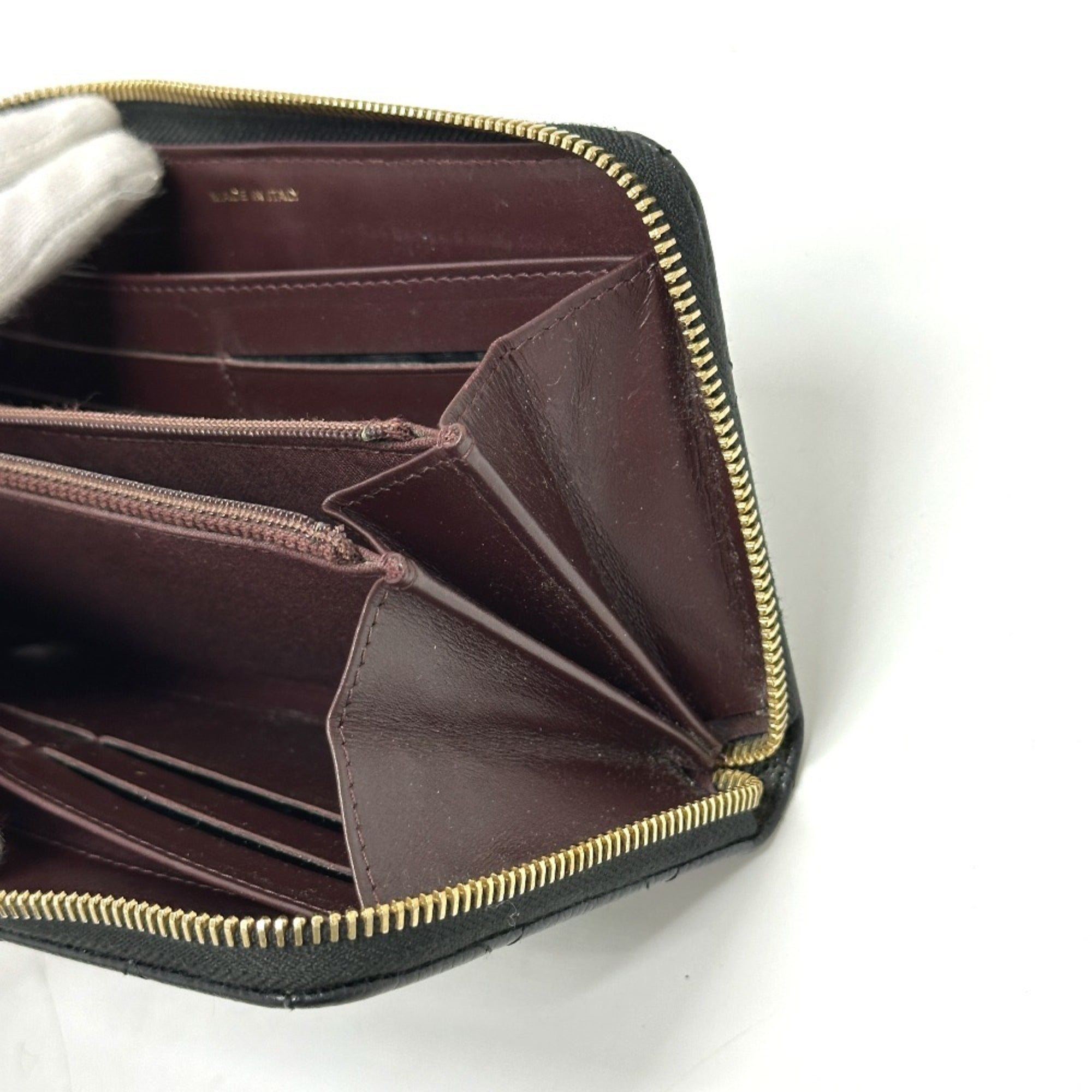 Chanel Black Grained Calfskin Long Wallet (Bi-Fold) (Pre-Owned)
