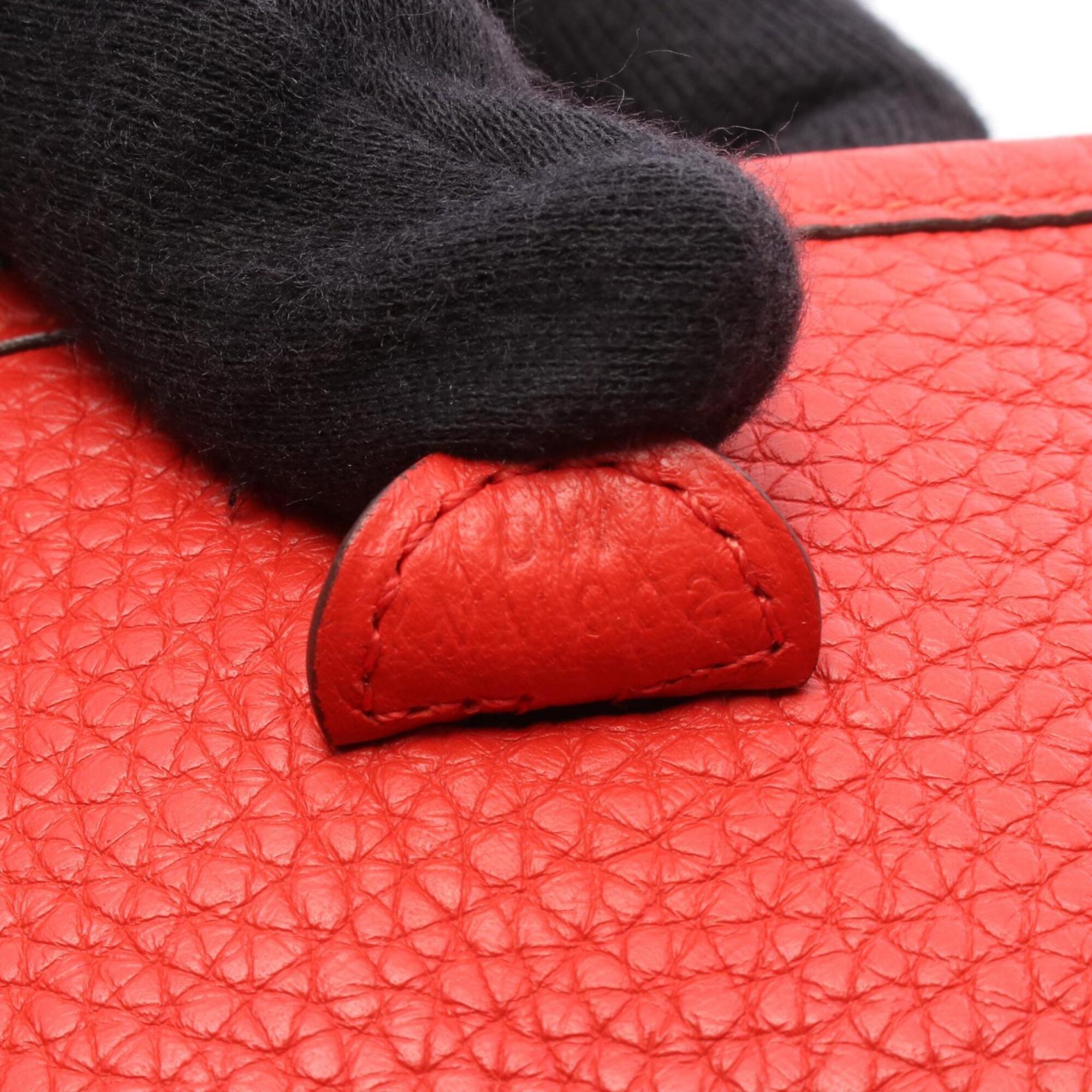 Hermes Red Color Taurillon Clemence Leather Shoulder Bag (Pre-Owned)