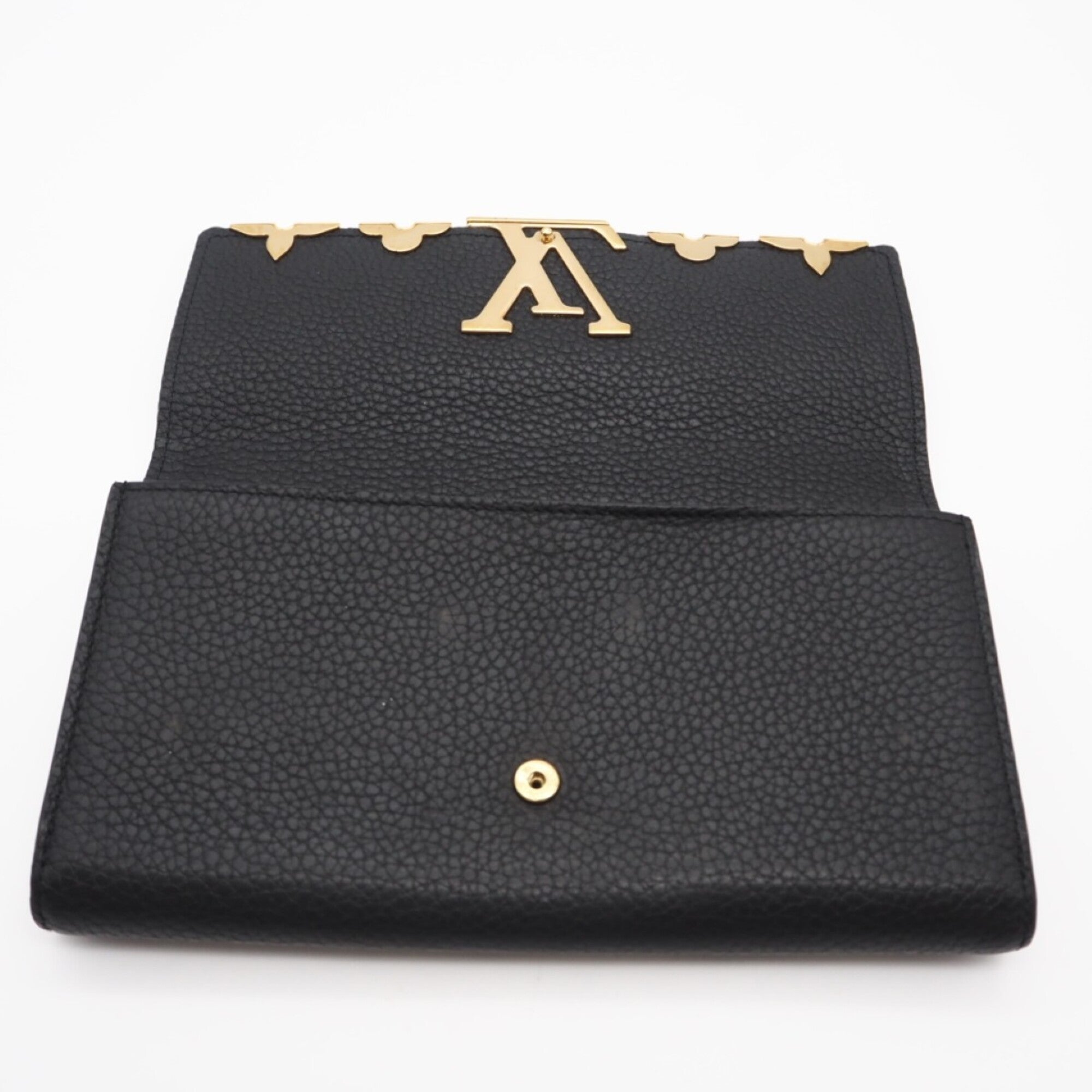 Louis Vuitton Black Leather Long Wallet (Bi-Fold) (Pre-Owned)