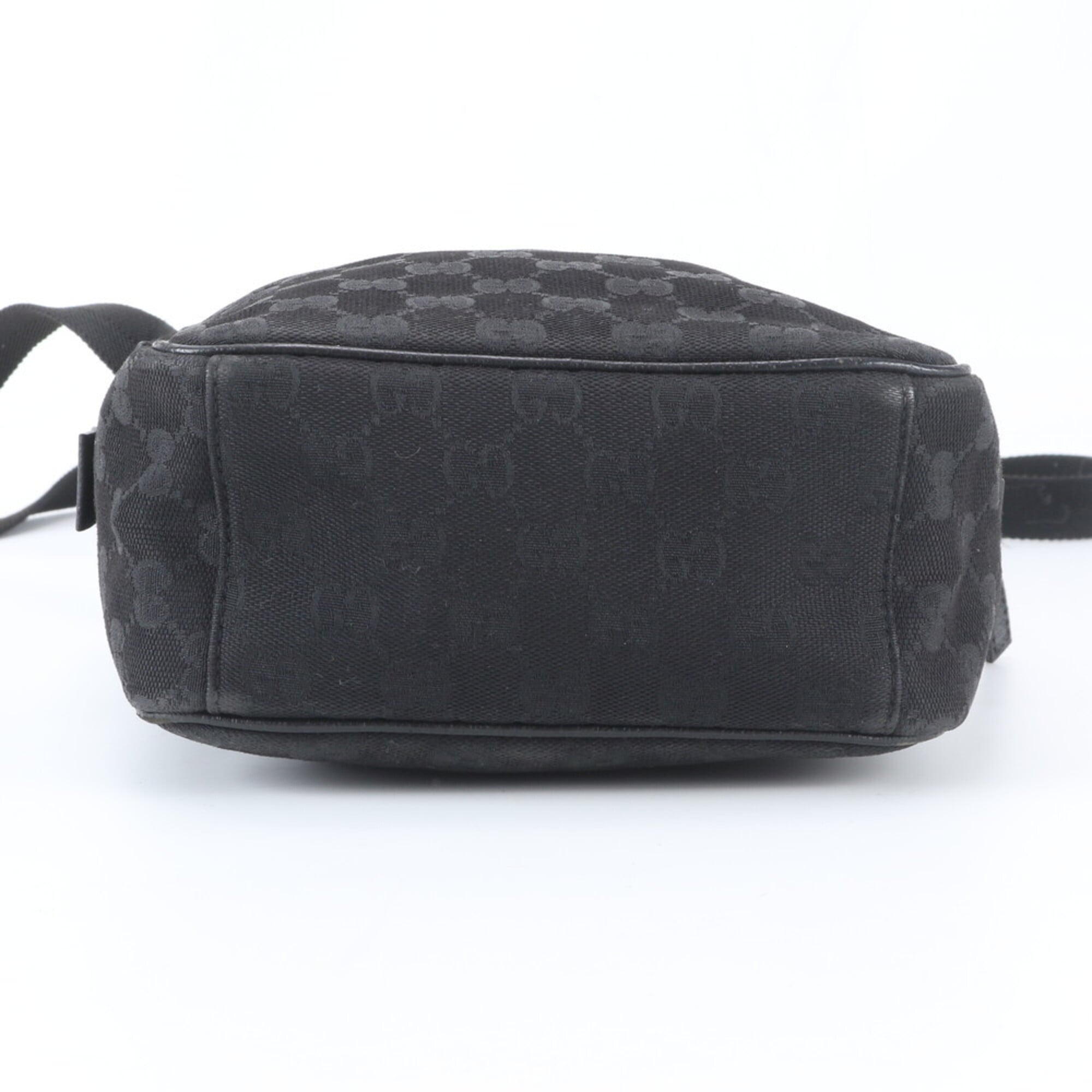 Gucci Gg Canvas Black Leather Canvas Shoulder Bag (Pre-Owned)
