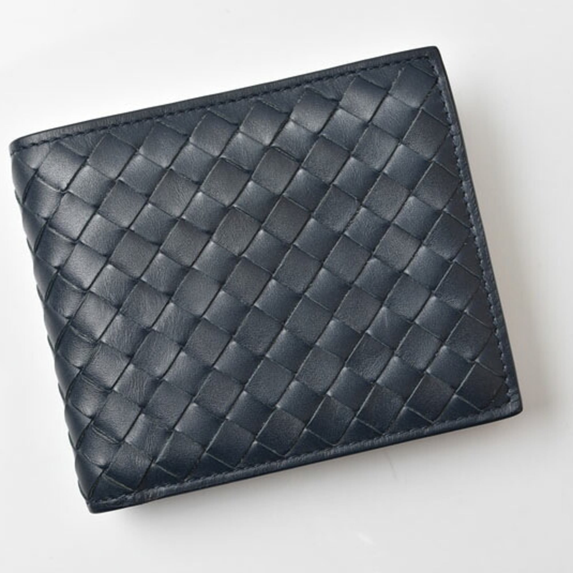 Bottega Veneta Navy Leather Wallet (Bi-Fold) (Pre-Owned)