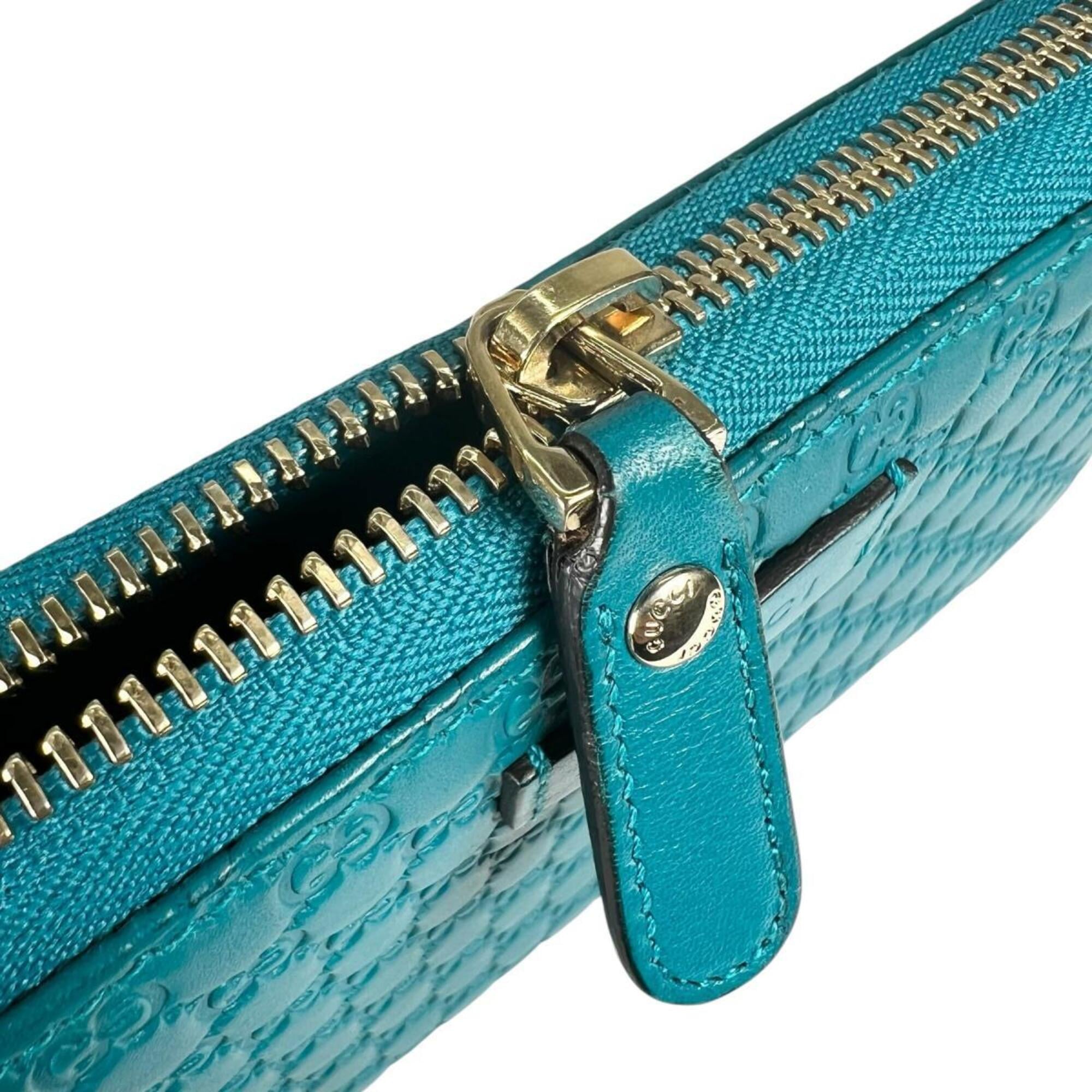Gucci Microguccissima Blue Leather Long Wallet (Bi-Fold) (Pre-Owned)