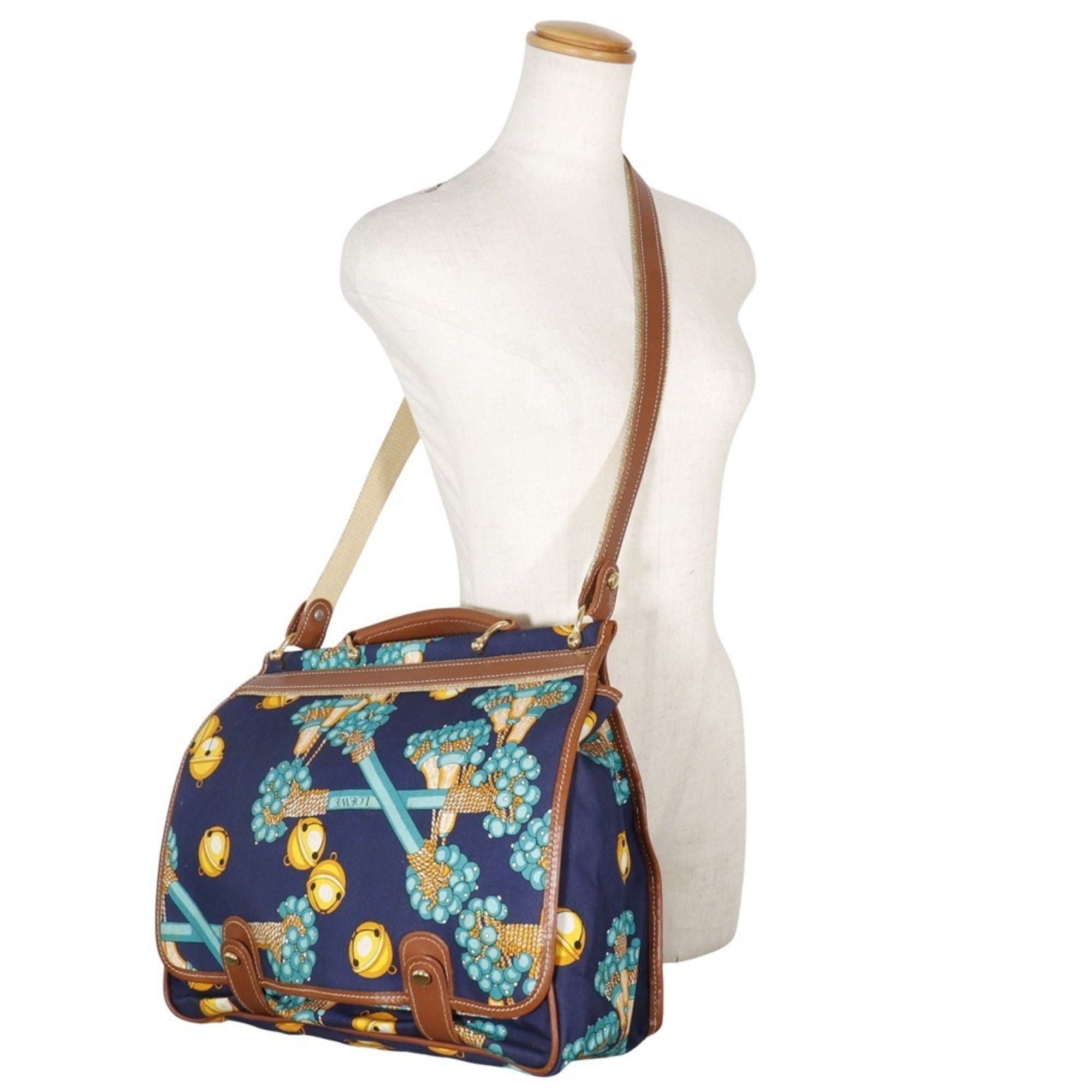 Loewe Navy Canvas Shoulder Bag (Pre-Owned)