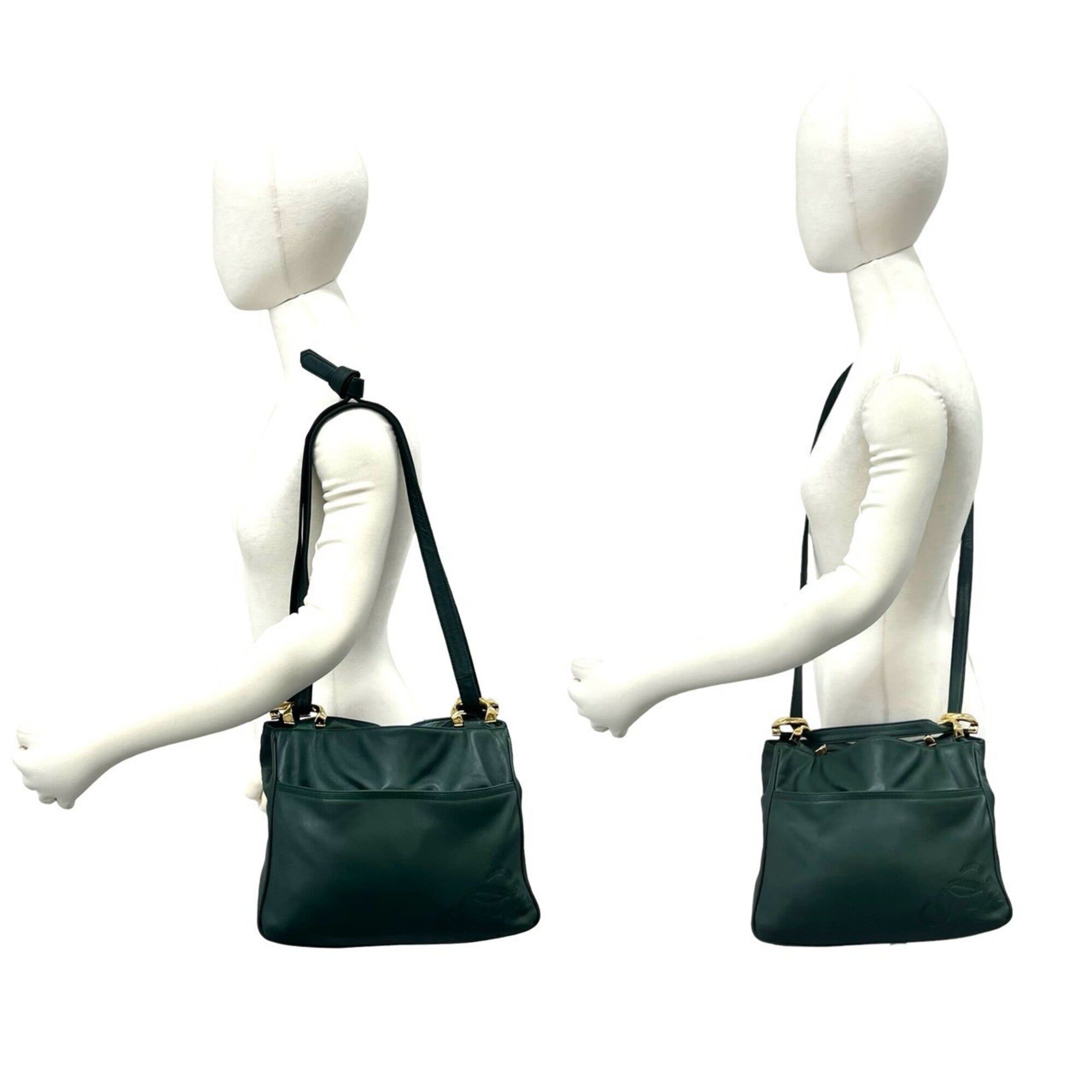 Loewe Green Leather Pochette Shoulder Bag (Pre-Owned)