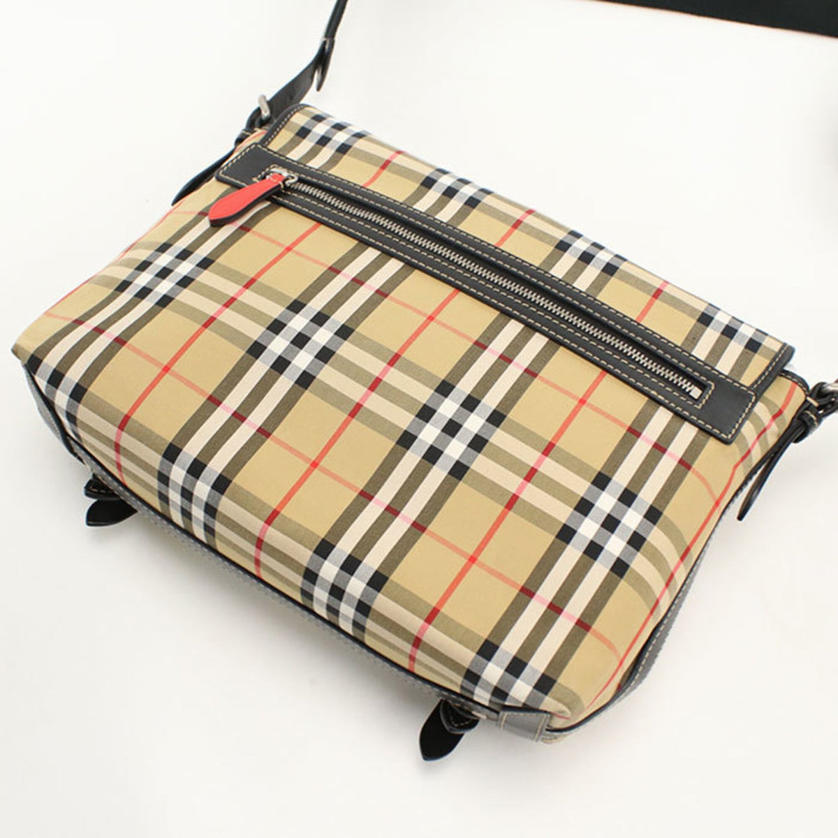 Burberry Beige Canvas Messenger Bag Shoulder Bag (Pre-Owned)
