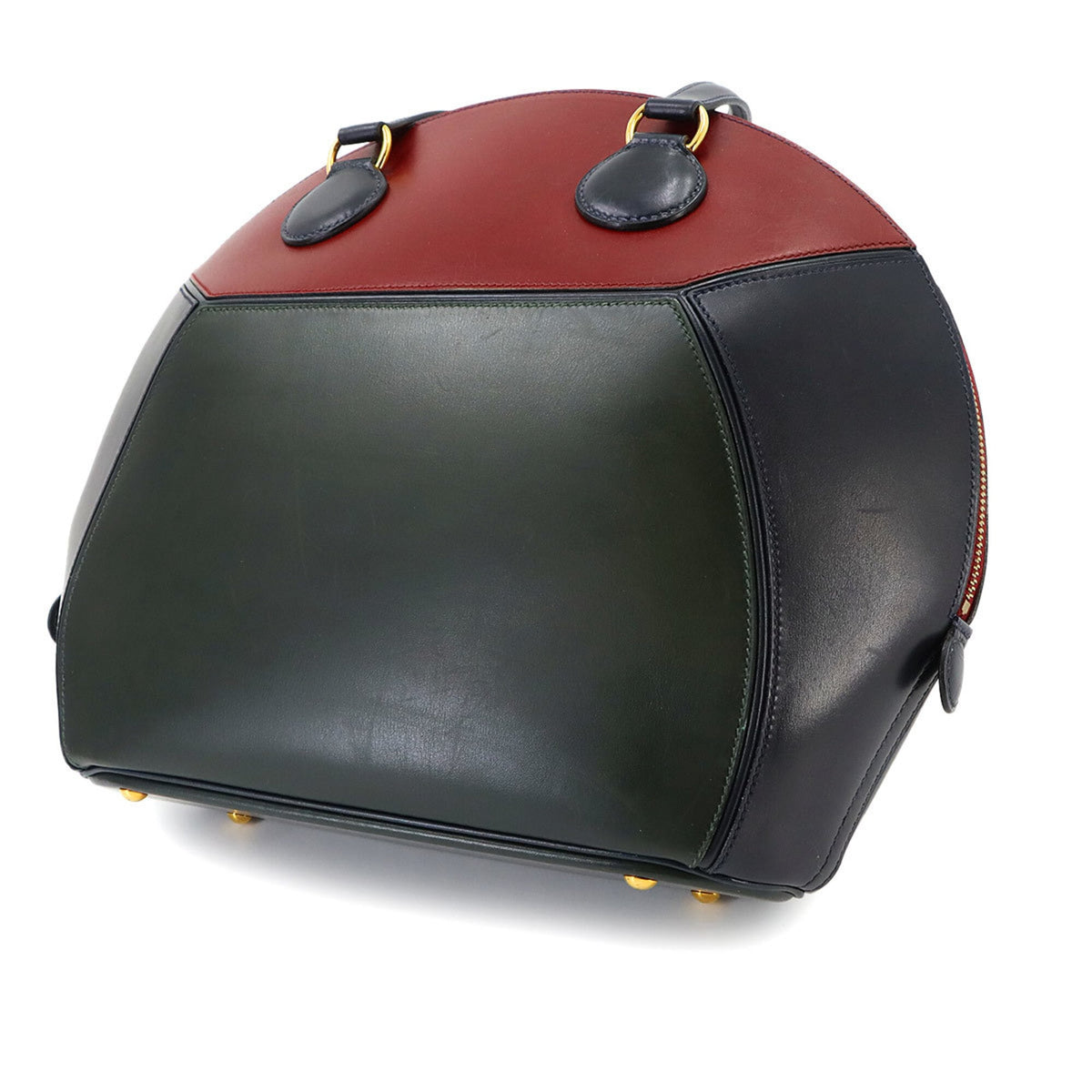 Hermes Blue Indigo Green Rouge H Box Calf Leather Handbag (Pre-Owned)