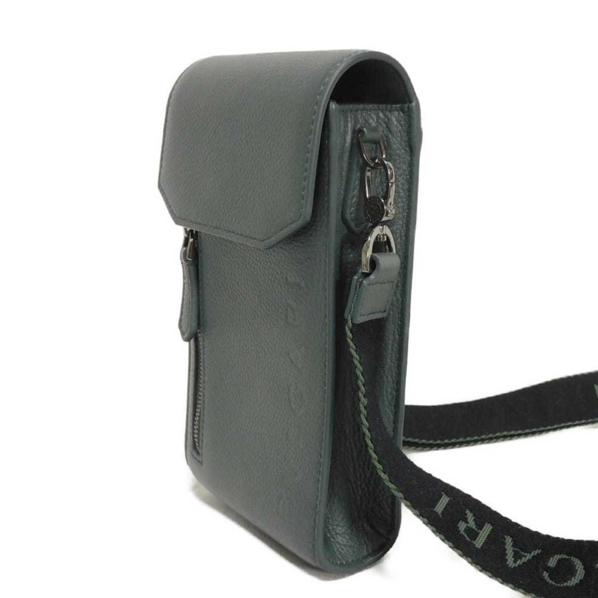 Bvlgari Dark Khaki Leather Pochette Shoulder Bag (Pre-Owned)