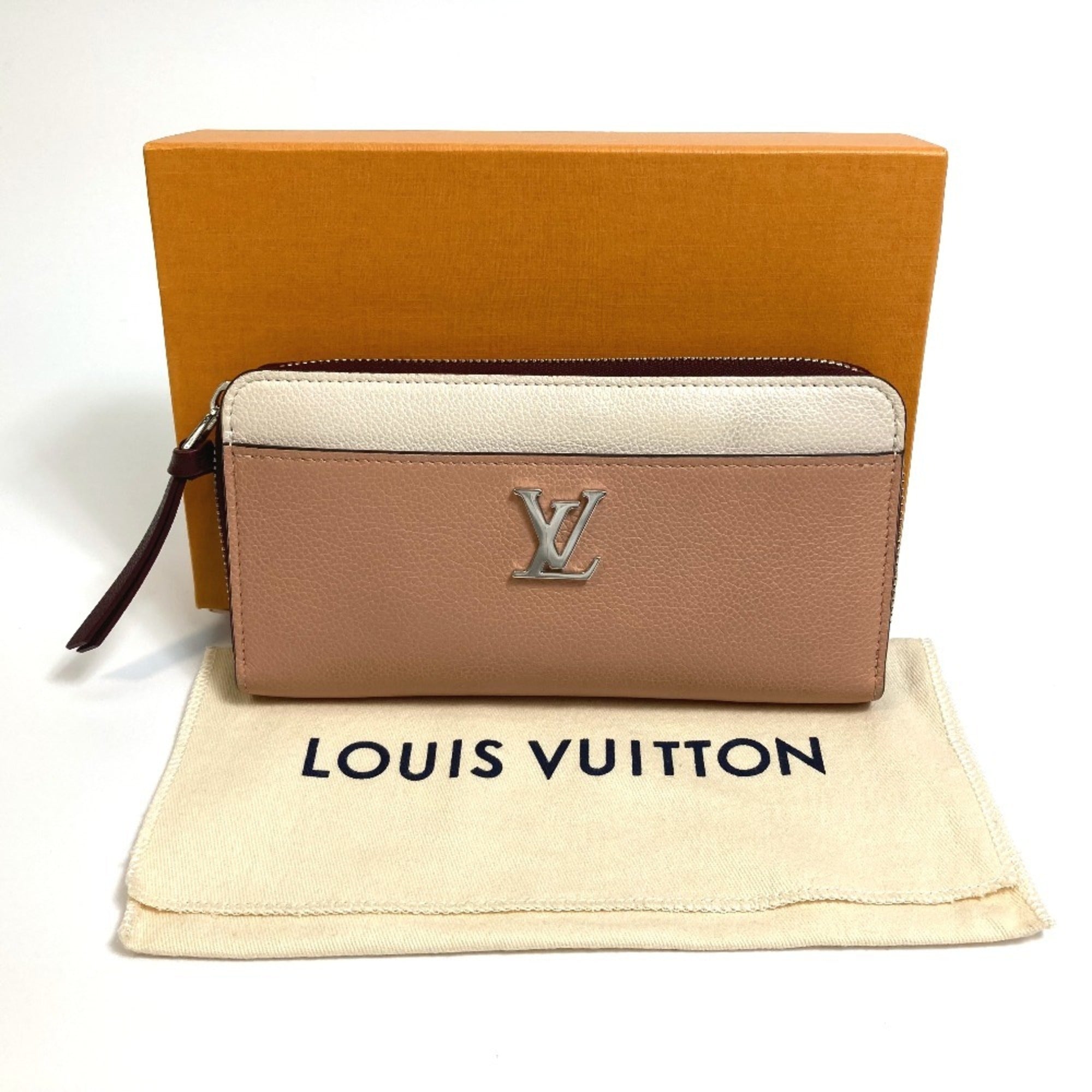 Louis Vuitton Beige Orange Leather Long Wallet (Bi-Fold) (Pre-Owned)