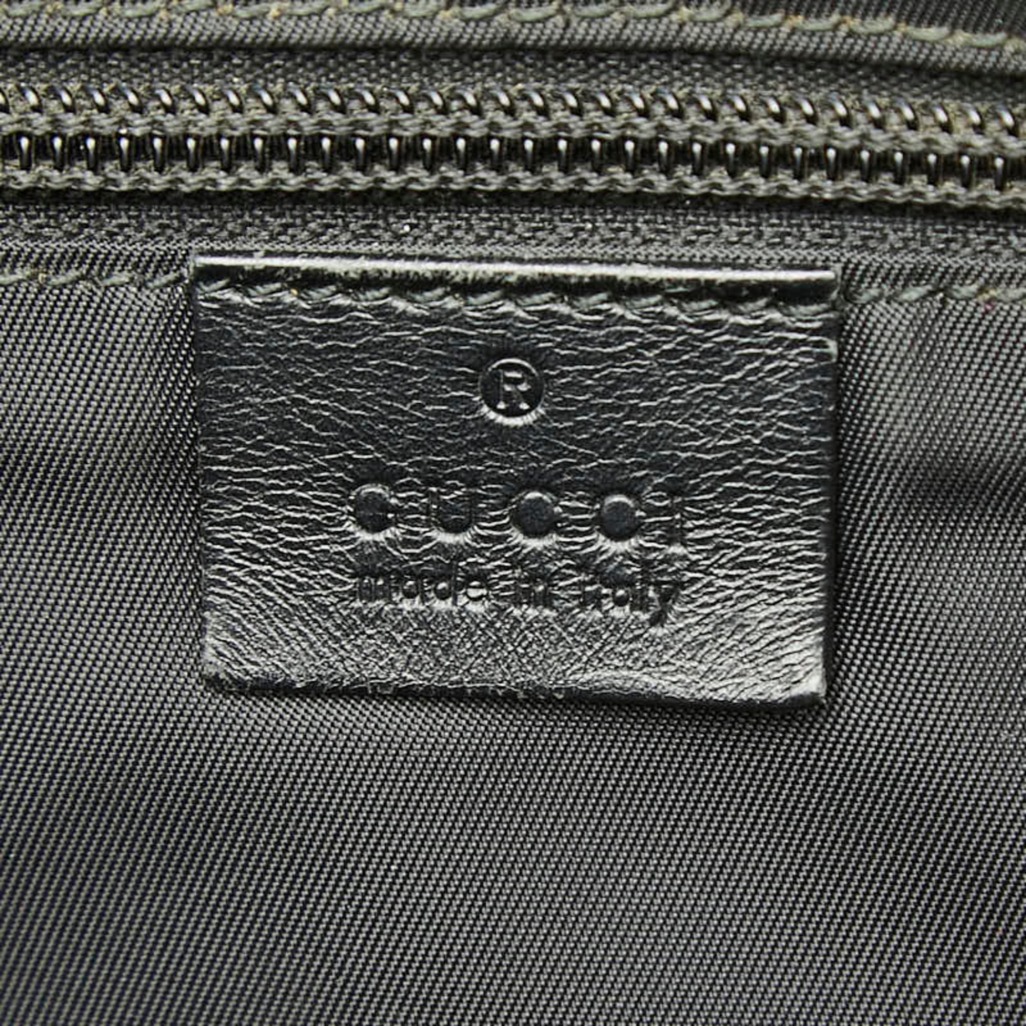 Gucci Black Canvas Leather Shoulder Bag Tote Bag (Pre-Owned)