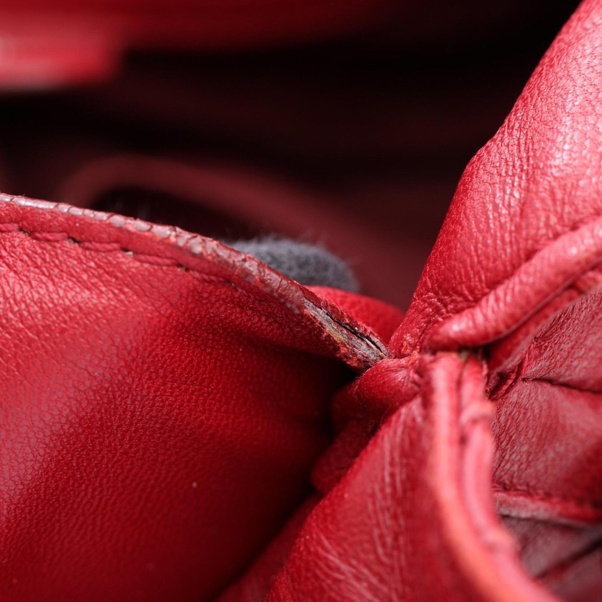 Christian Dior Red Color Leather Handbag Tote Bag (Pre-Owned)