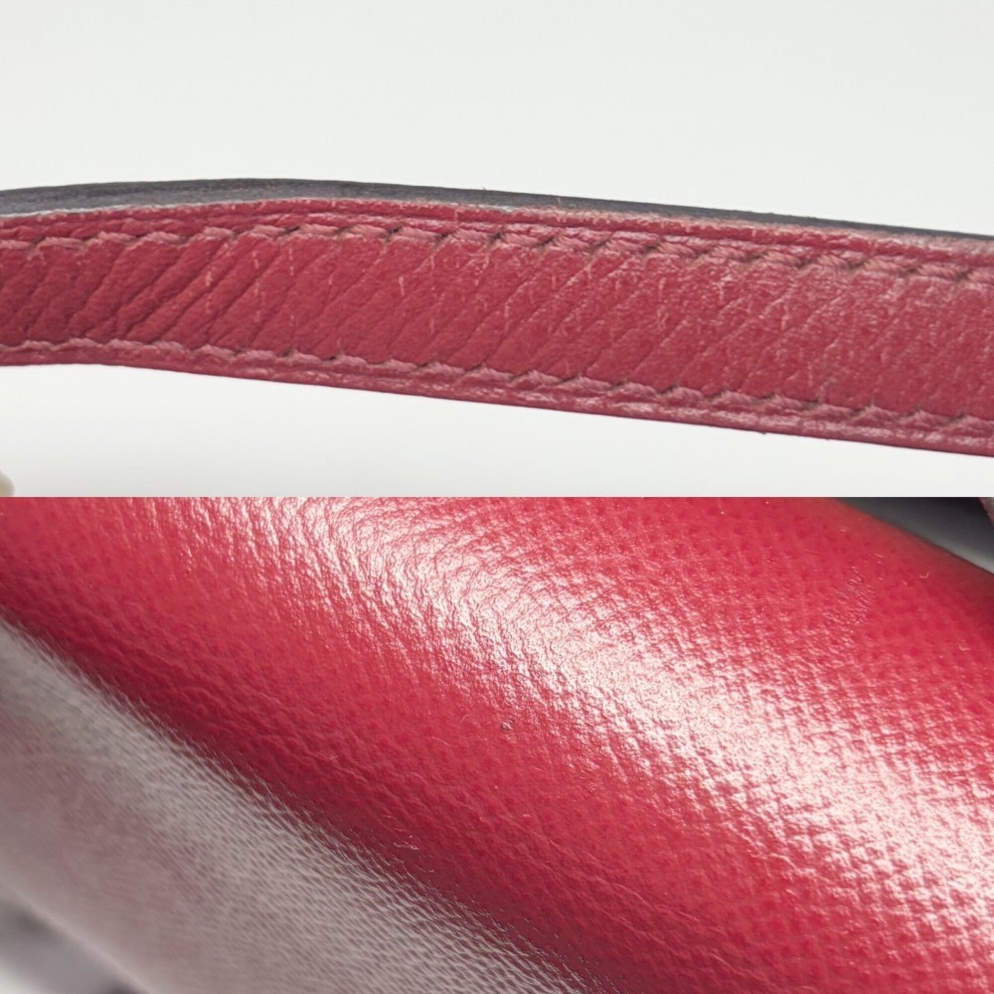 Hermes Red Color Epsom Leather Pochette Shoulder Bag (Pre-Owned)