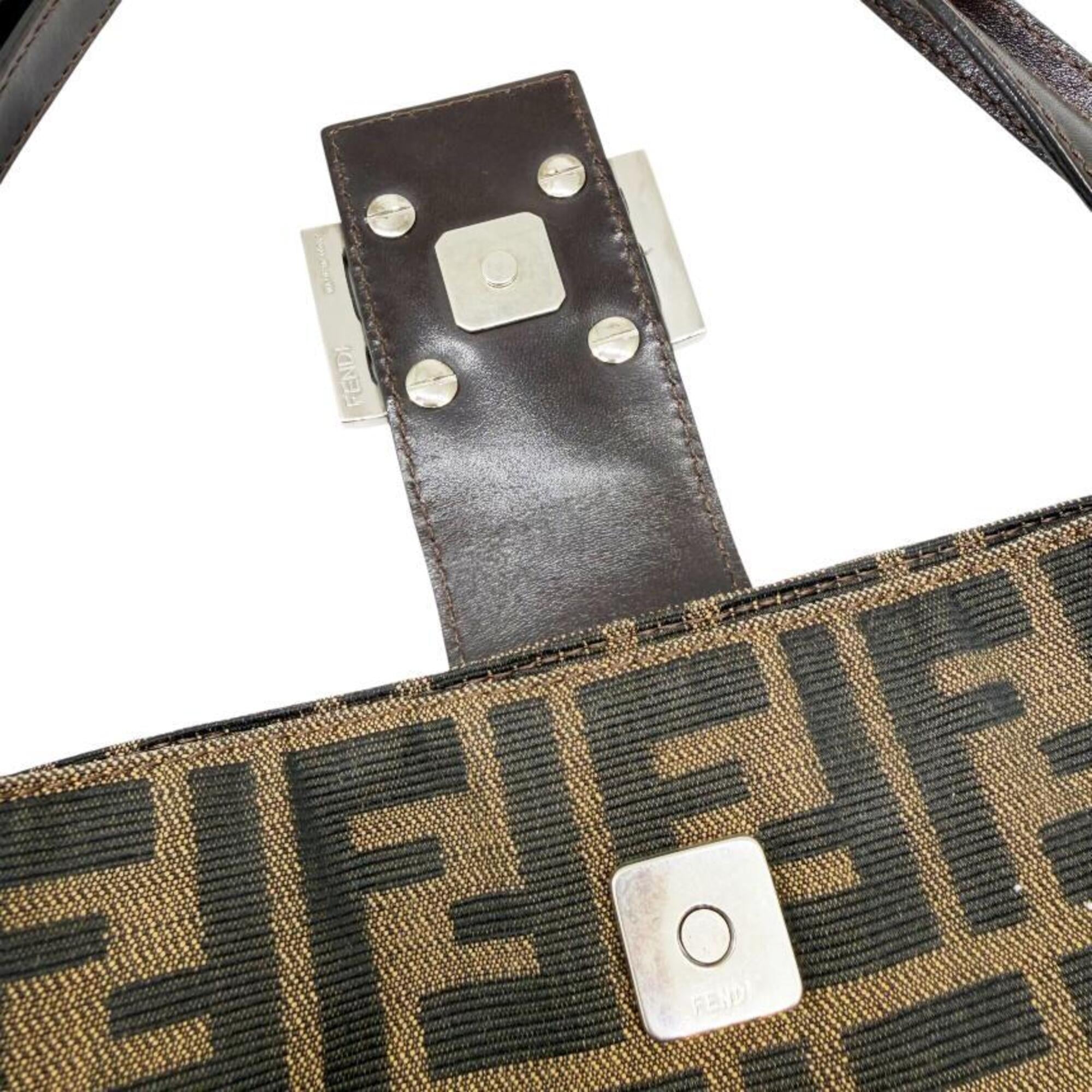 Fendi Brown Canvas Leather Handbag Shoulder Bag (Pre-Owned)