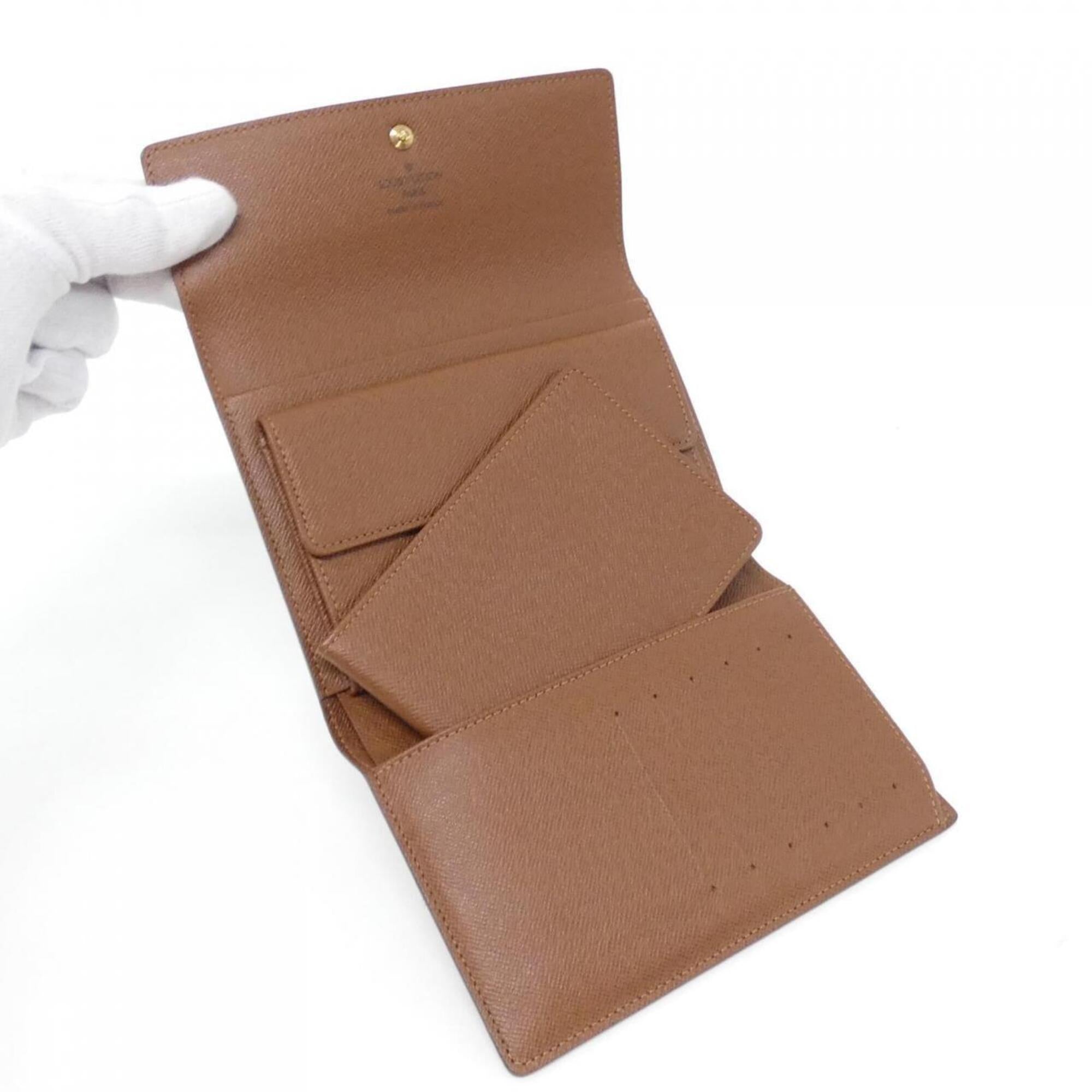 Louis Vuitton Brown Coated Canvas Middle Wallet (Tri-Fold) (Pre-Owned)