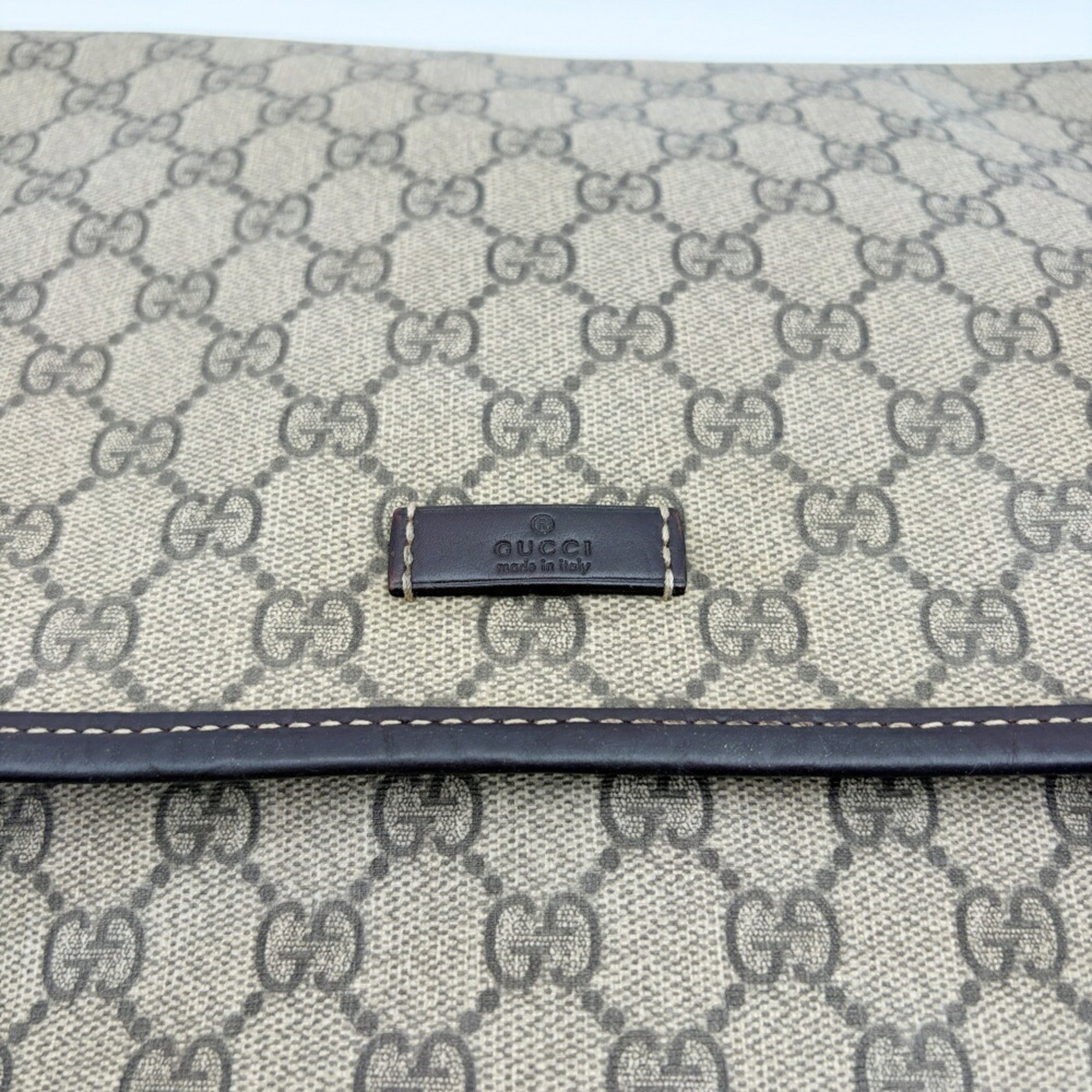 Gucci Beige Brown Gg Supreme Canvas Leather Shoulder Bag (Pre-Owned)