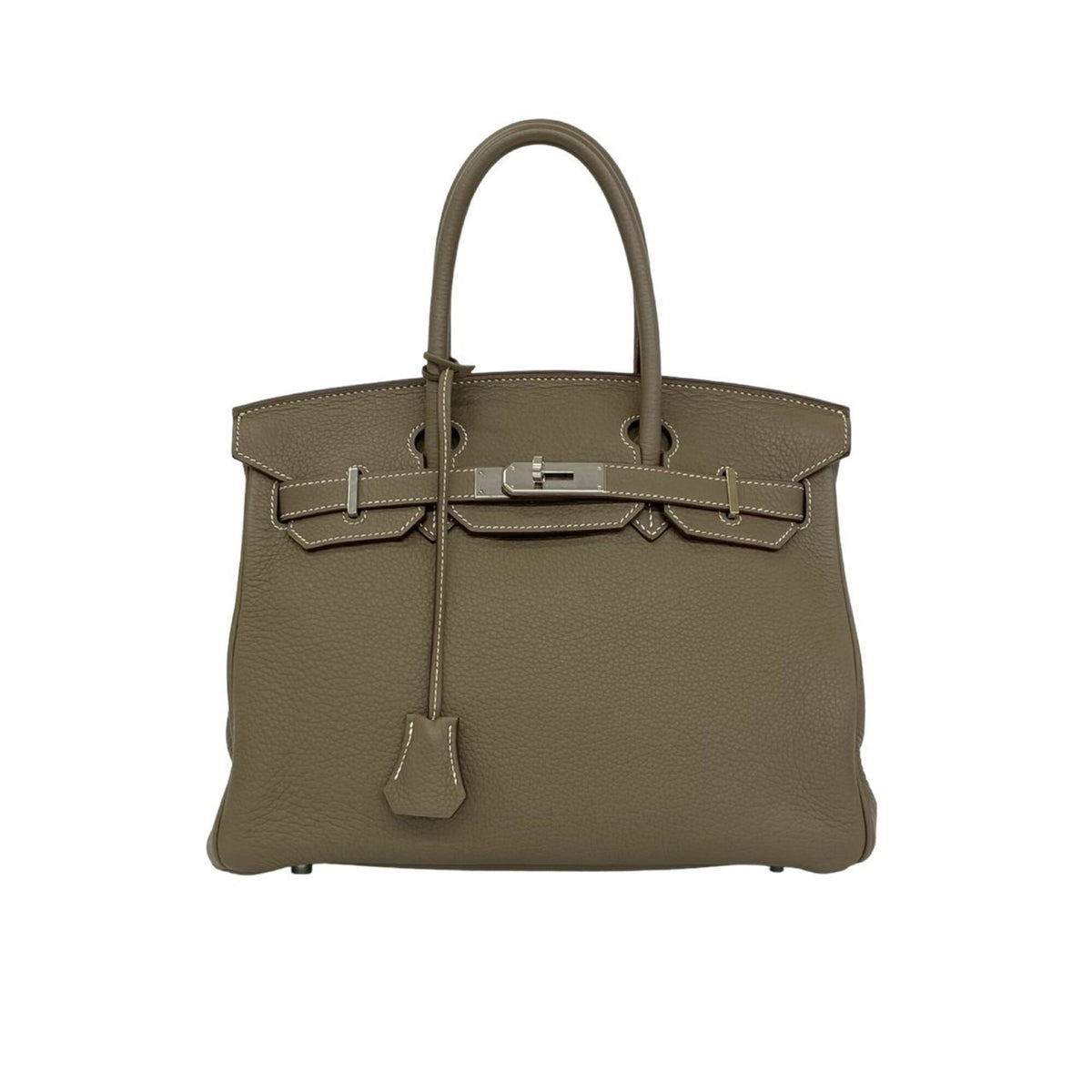Hermes Gray Taurillon Clemence Leather Handbag Tote Bag (Pre-Owned)
