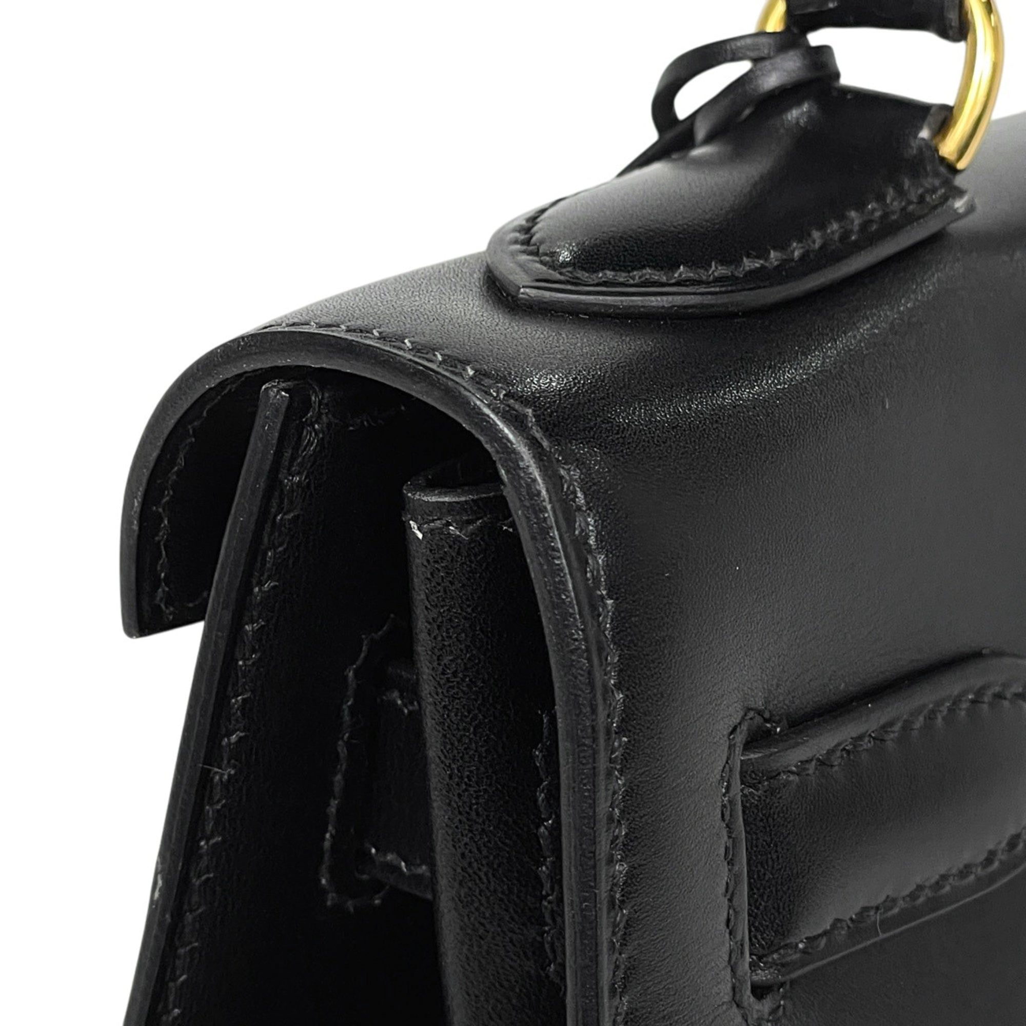 Hermes Black Box Calf Leather Handbag (Pre-Owned)