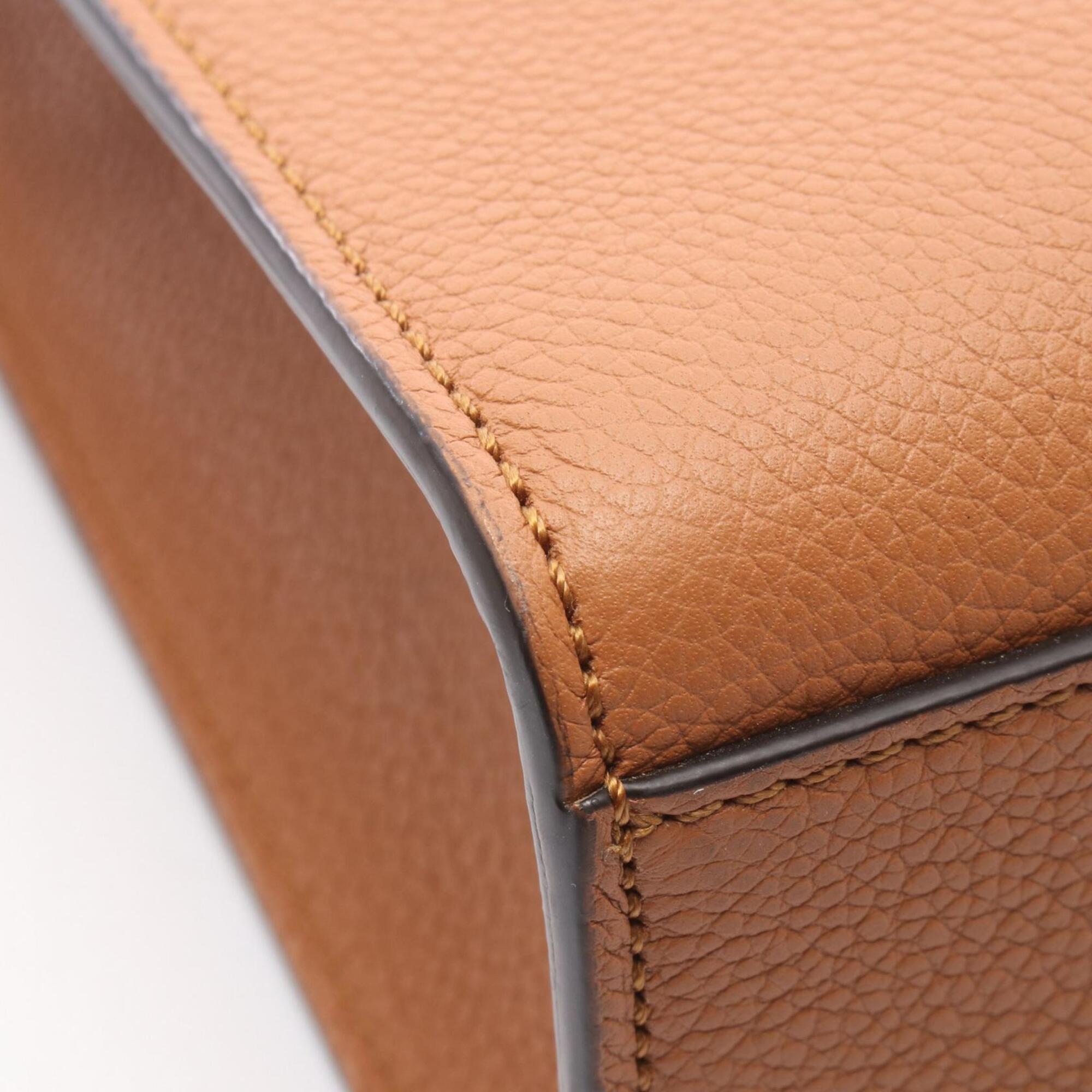 Fendi Brown Leather Handbag Tote Bag (Pre-Owned)