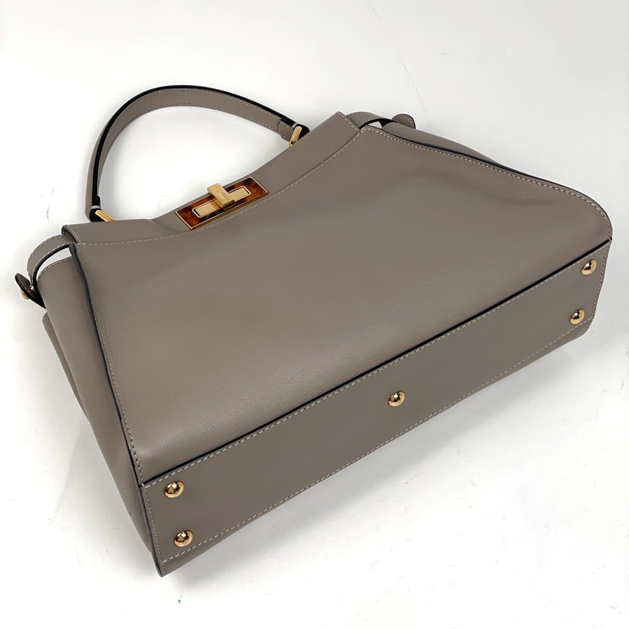 Fendi Peekaboo Grayish Leather Handbag Shoulder Bag (Pre-Owned)