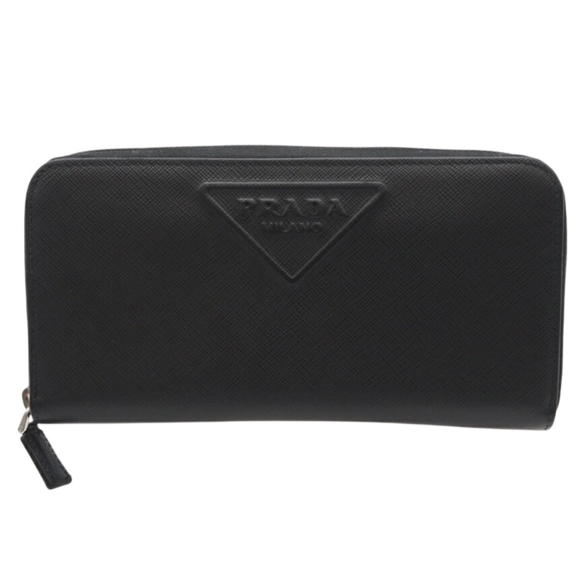 Prada Saffiano Black Leather Saffiano Long Wallet (Bi-Fold) (Pre-Owned)